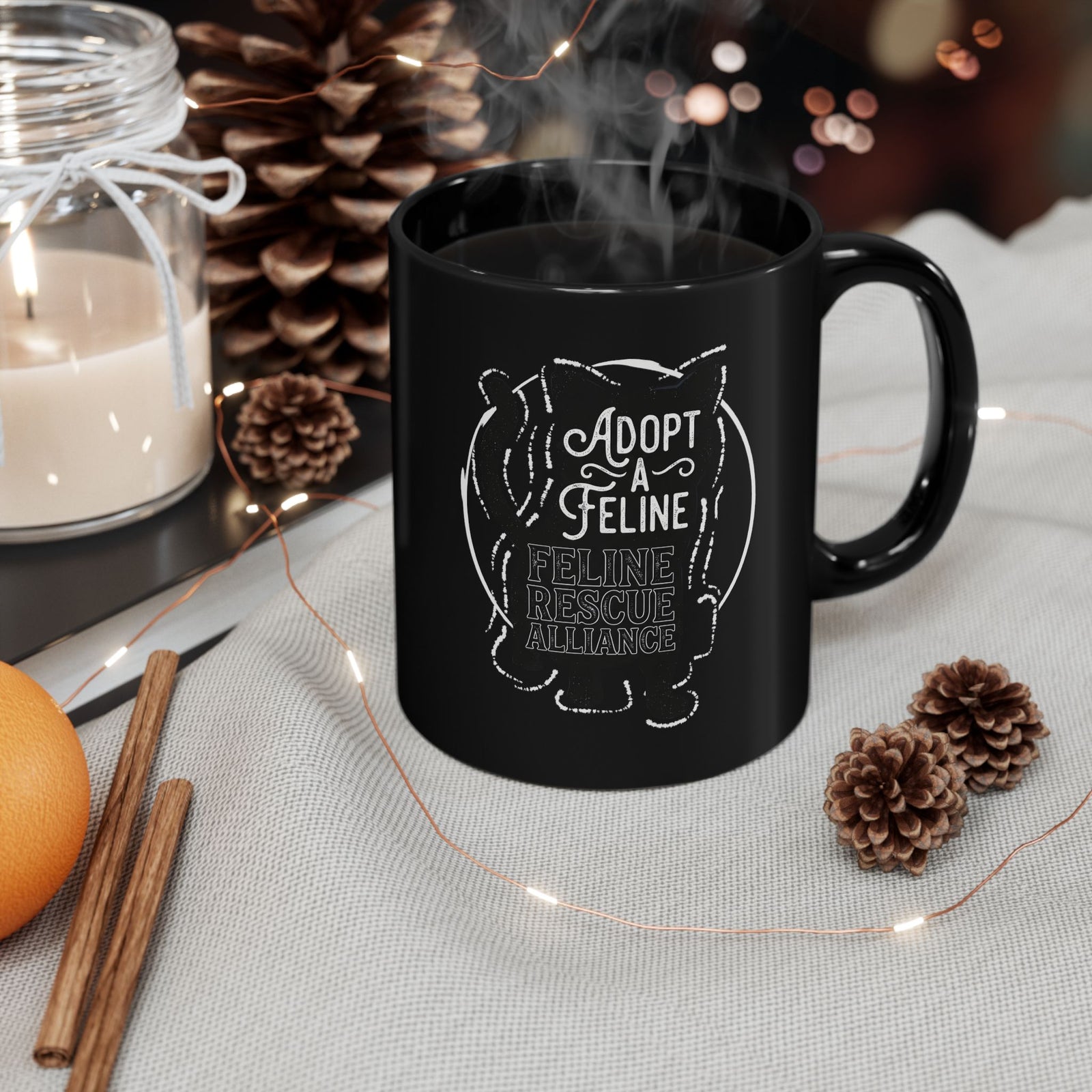 Adopt a Feline Black Mug – Feline Rescue Alliance Cat Mug, Cat Lover Graphic Mug