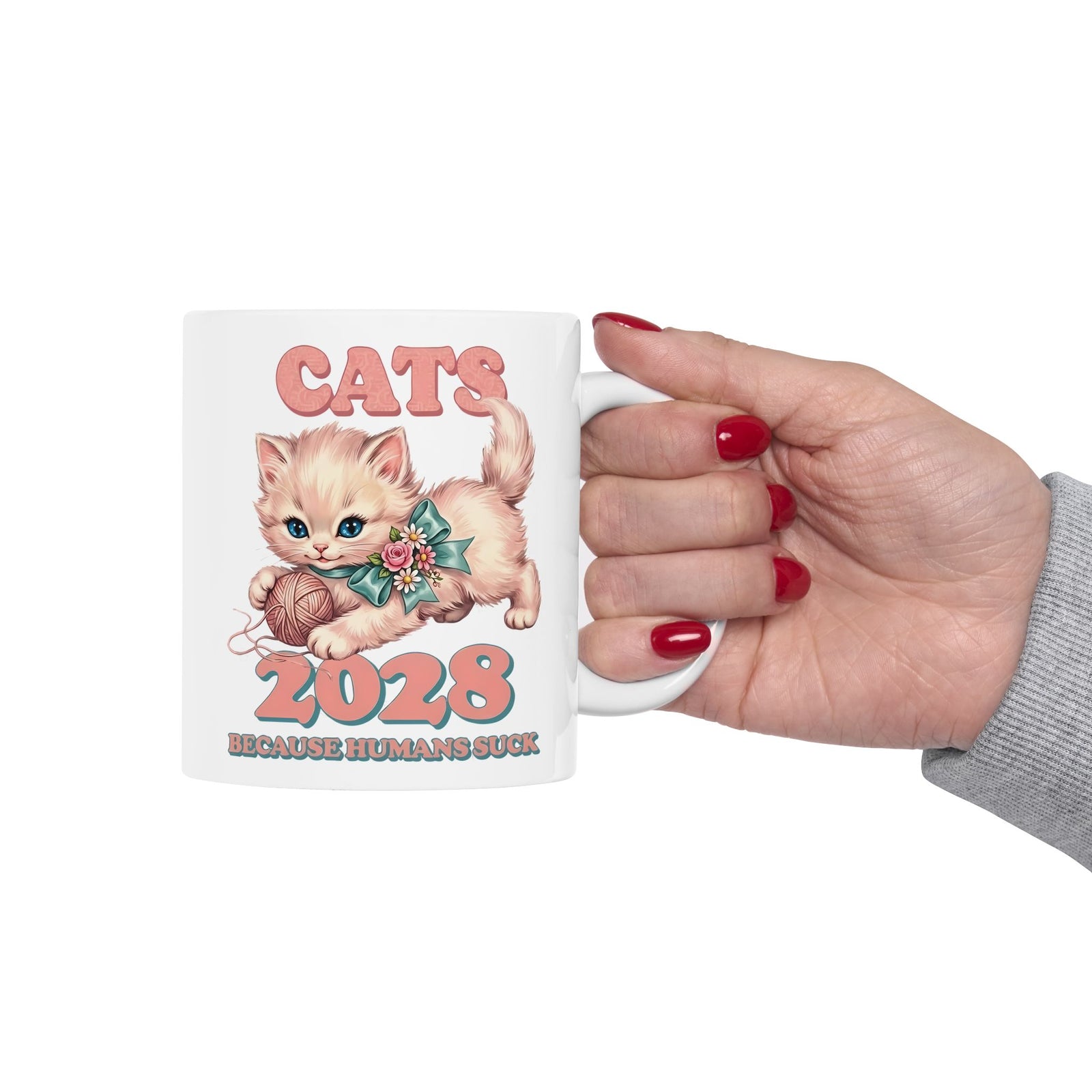 Vote for Cats Ceramic Mug  Funny Cat Political Mug