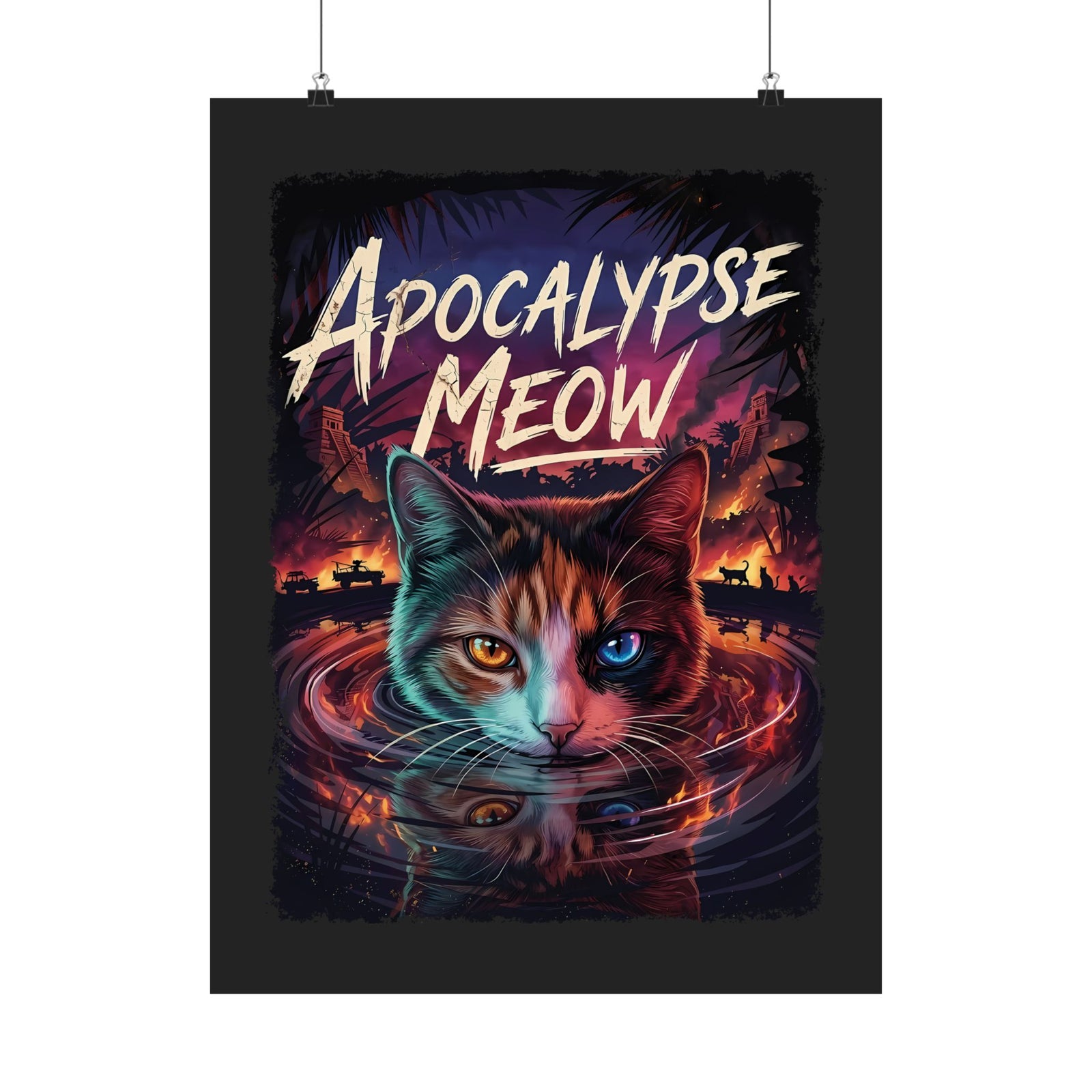Apocalypse Meow Poster — Cute Post-Apocalyptic Cat Graphic Poster