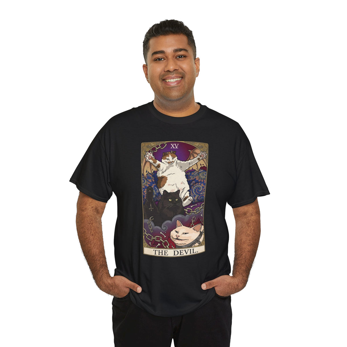 The Devil Cats Tarot T-Shirt — Mystical Cat Tarot Illustration