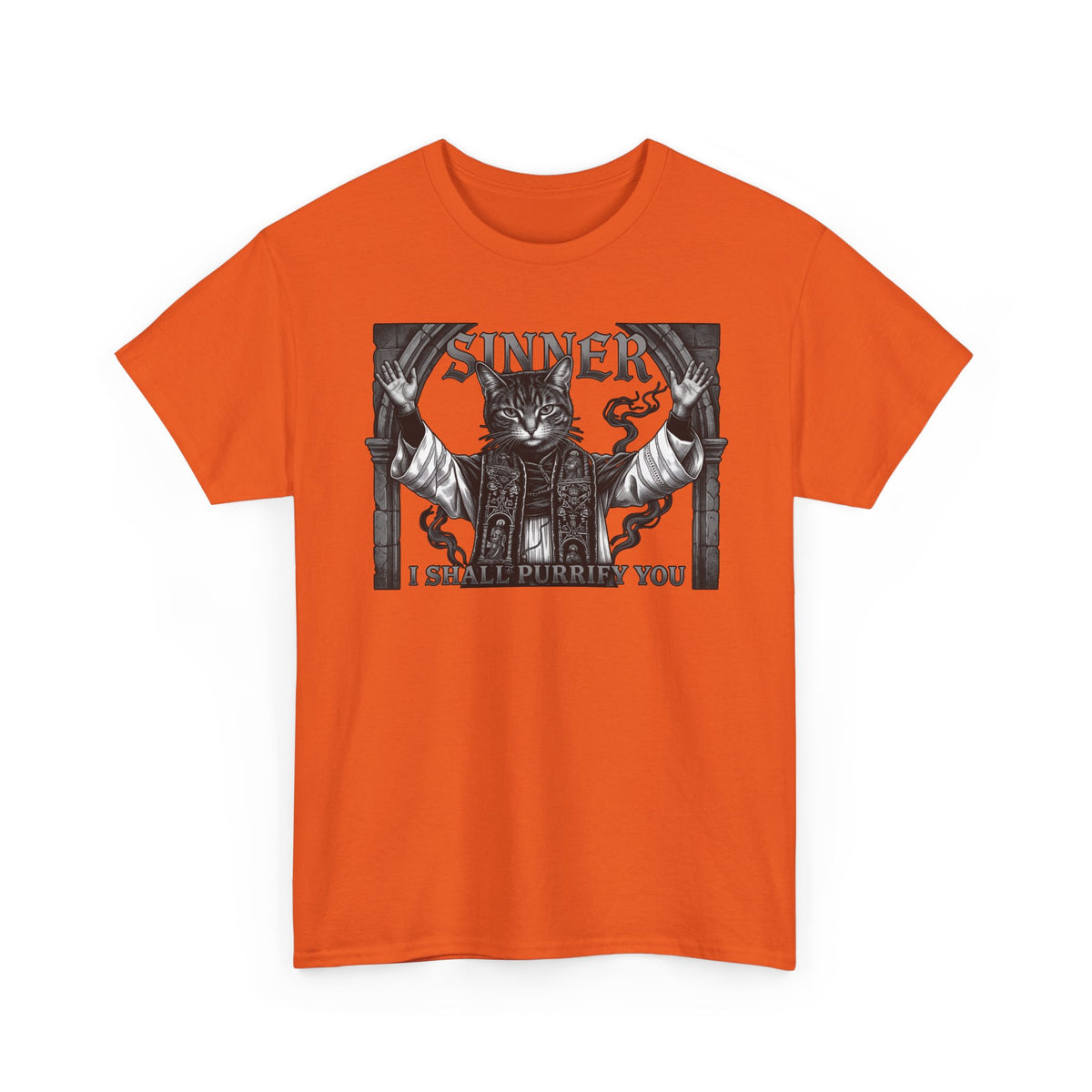 Sinner Shall I Purrify You Cat Tee — 'Purriest' Funny Gothic Cat Shirt