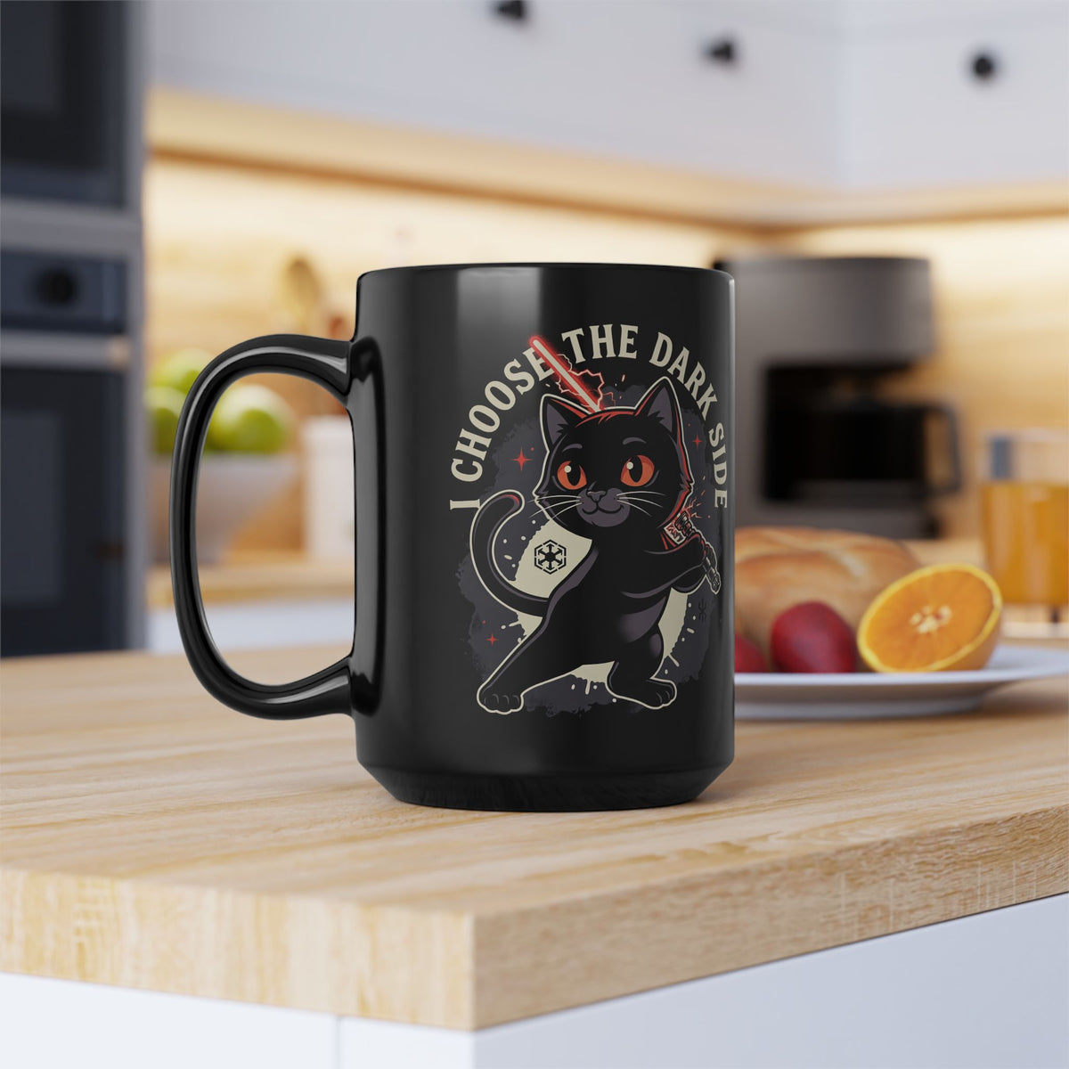 I Choose the Dark Side Black Cat Black Mug