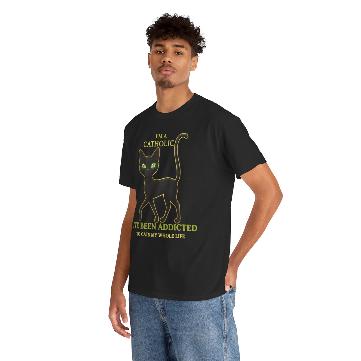 Catholic Addicted to Cats T-Shirt — I'm a Catholic Addicted to Cats Tee