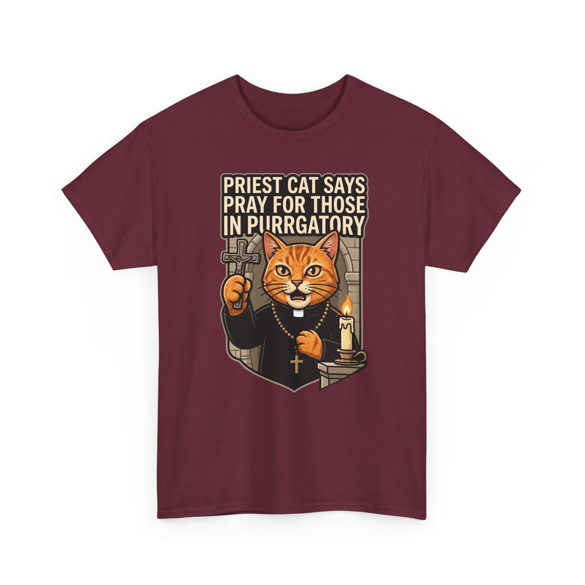 Priest Cat 'Pray For Those In Purratory' T-Shirt