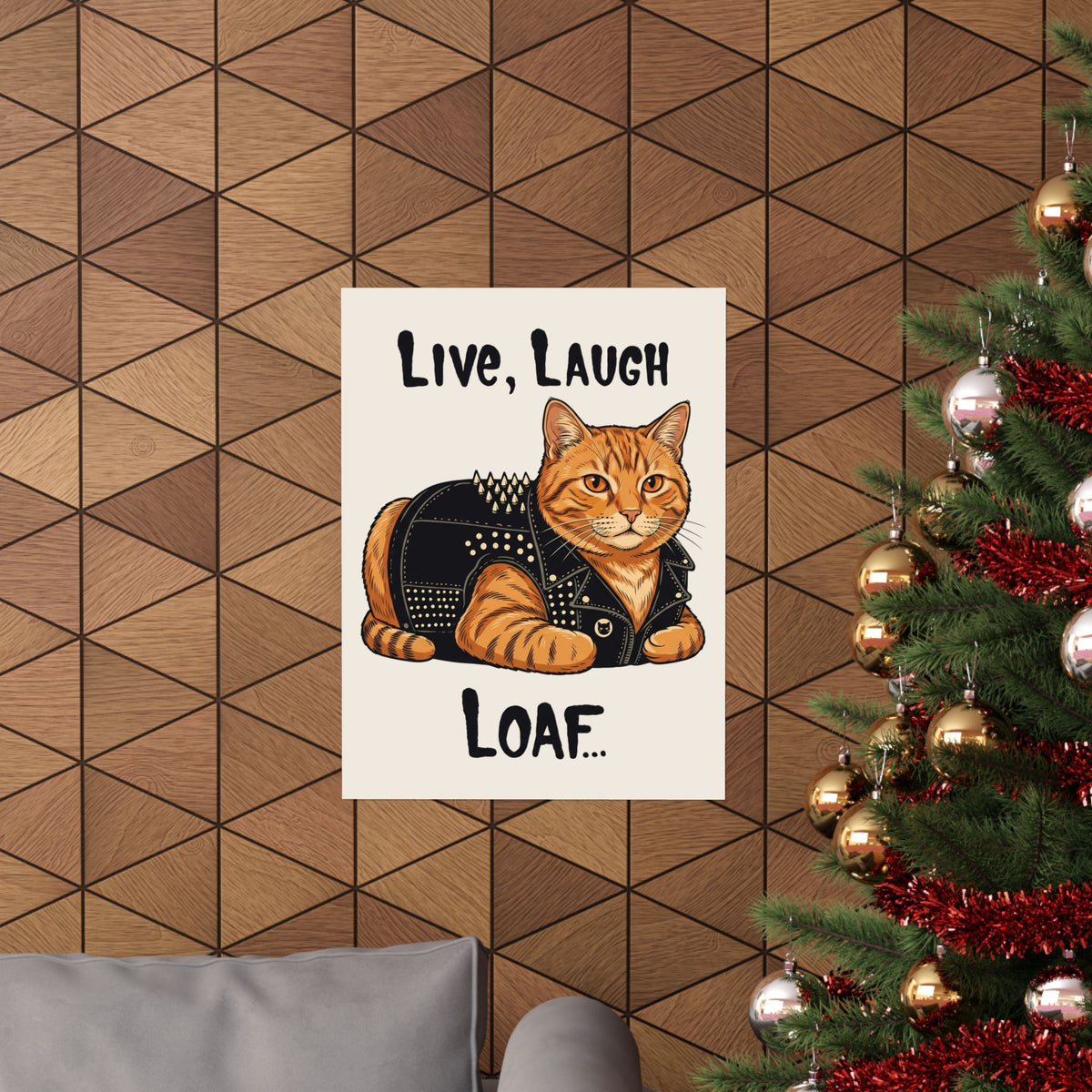 "Live, Laugh, Loaf" Punk Rock Orange Cat Poster