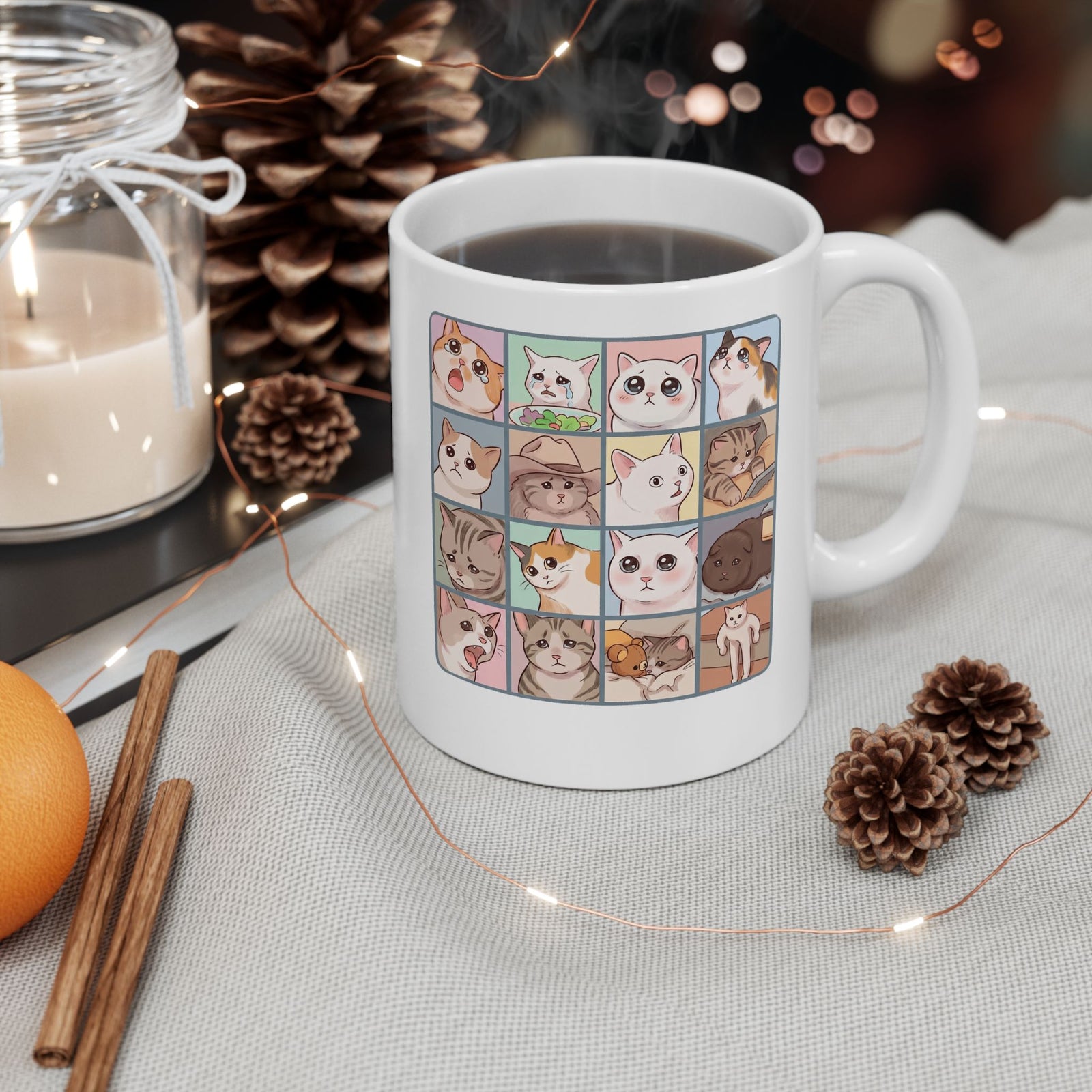 Cat Reactions Mug Funny Cat Memes Ceramic Mug