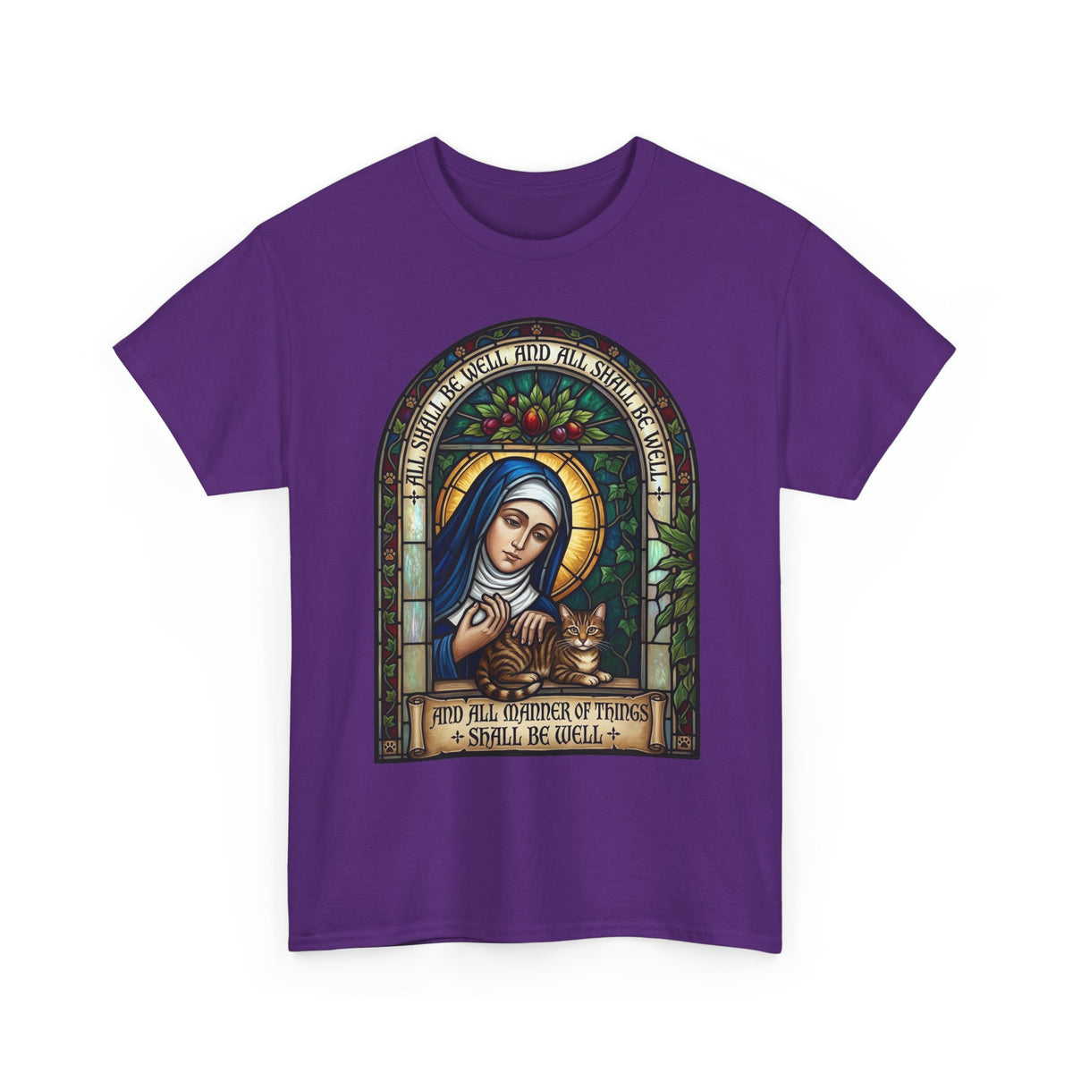 Stained Glass Saint Teresa T-Shirt – “And Full Knowledge of Things, I Shall Be Quiet”