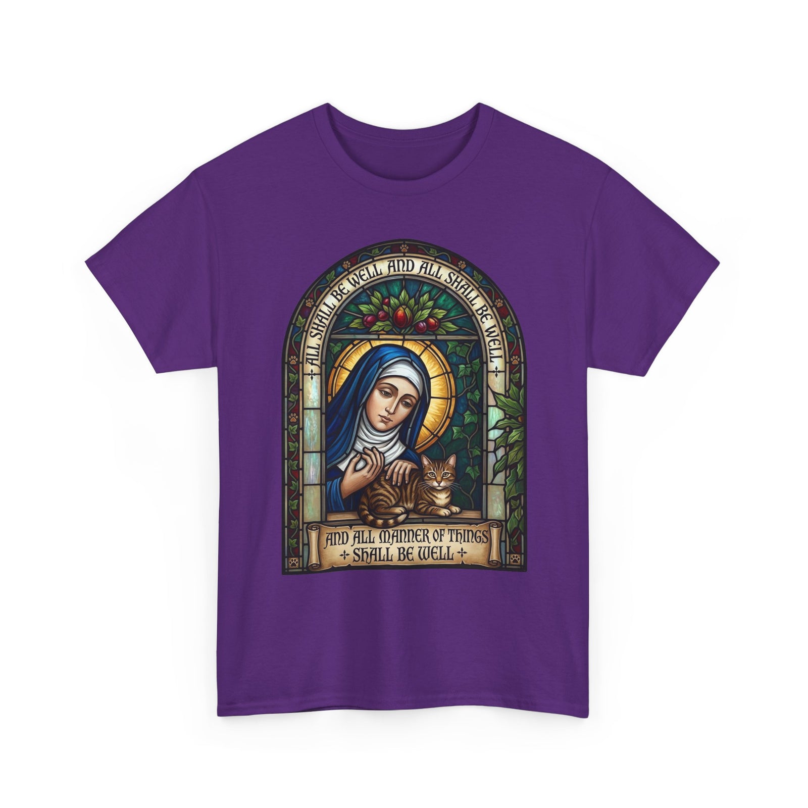 Stained Glass Saint Teresa T-Shirt – “And Full Knowledge of Things, I Shall Be Quiet”