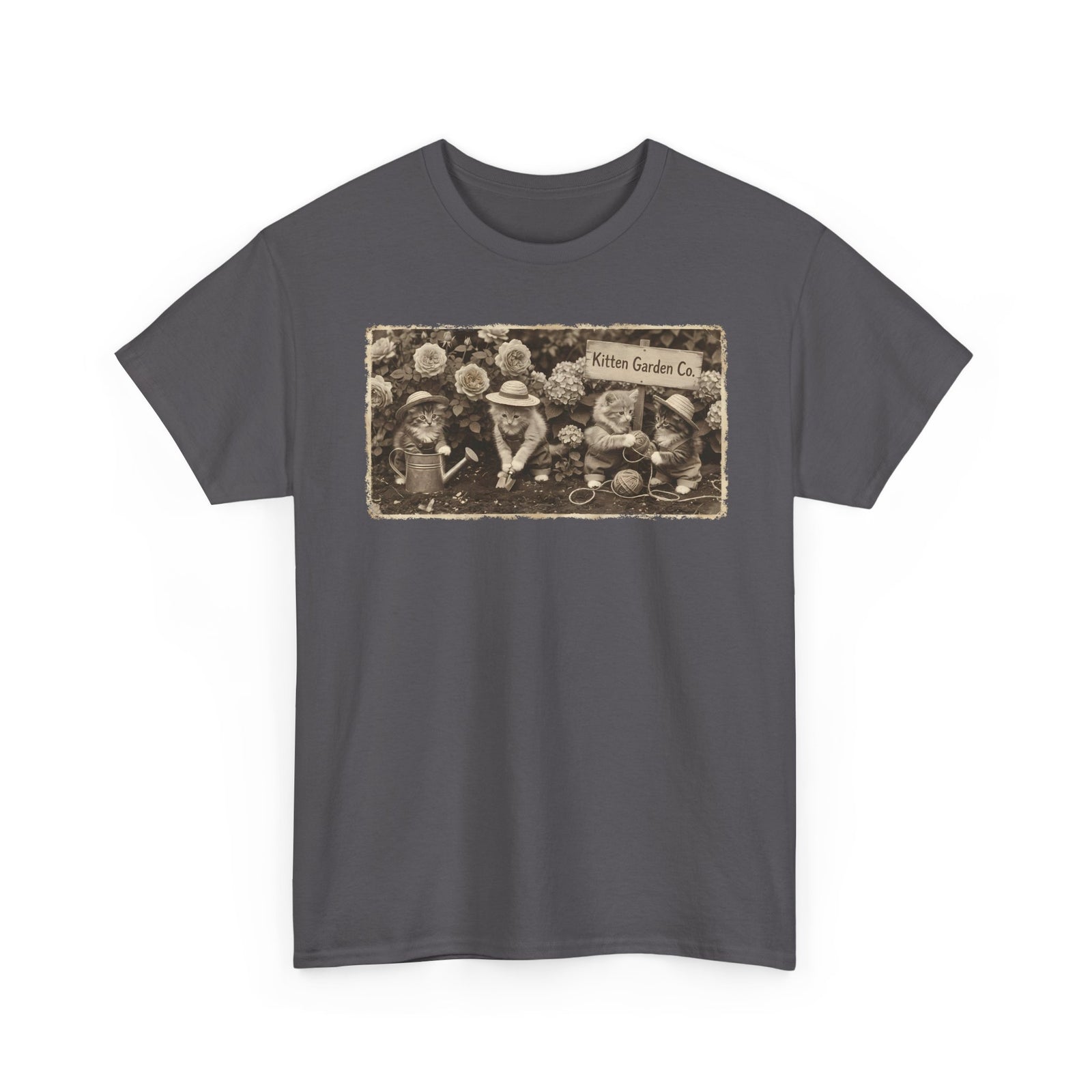Vintage Kittens in the Garden T-Shirt — Cute Floral Cat Tee