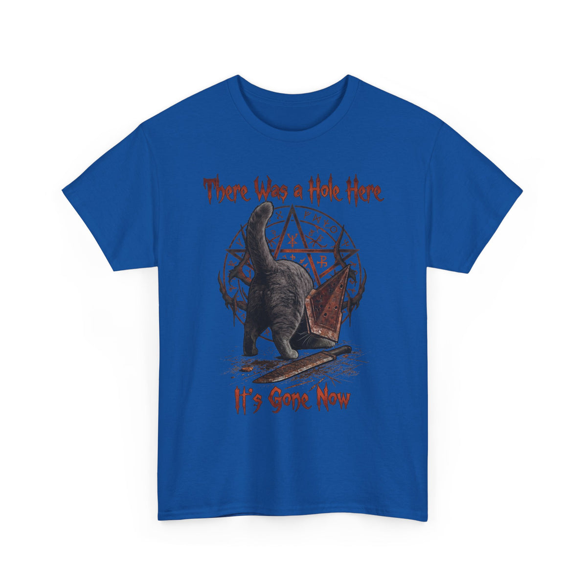 There Was A Hole Here Pyramid Head Cat T-Shirt — Silent Hill Parody Gaming Tee