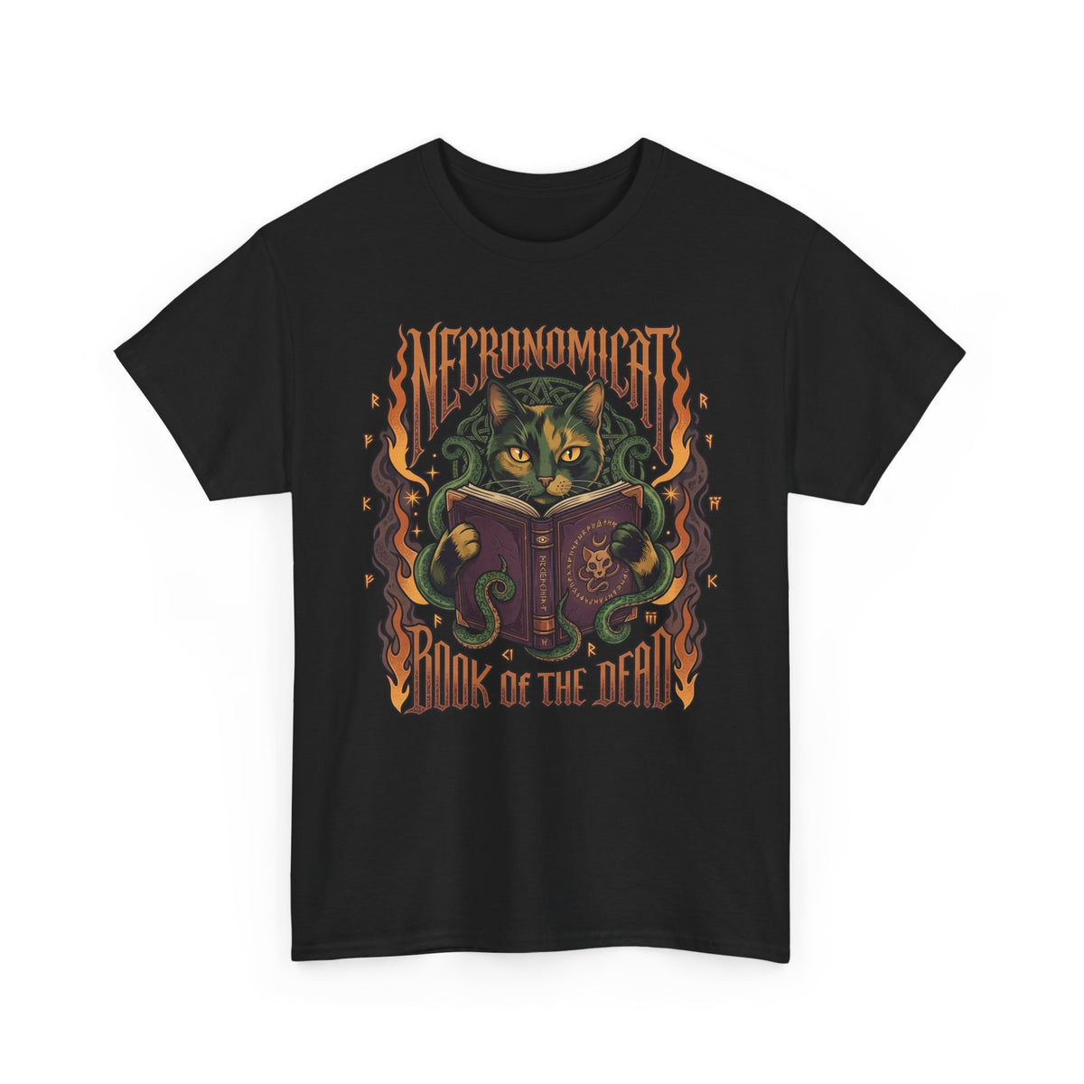 Necronomicat Occult Cat T-Shirt — Dark Mystic Graphic Tee