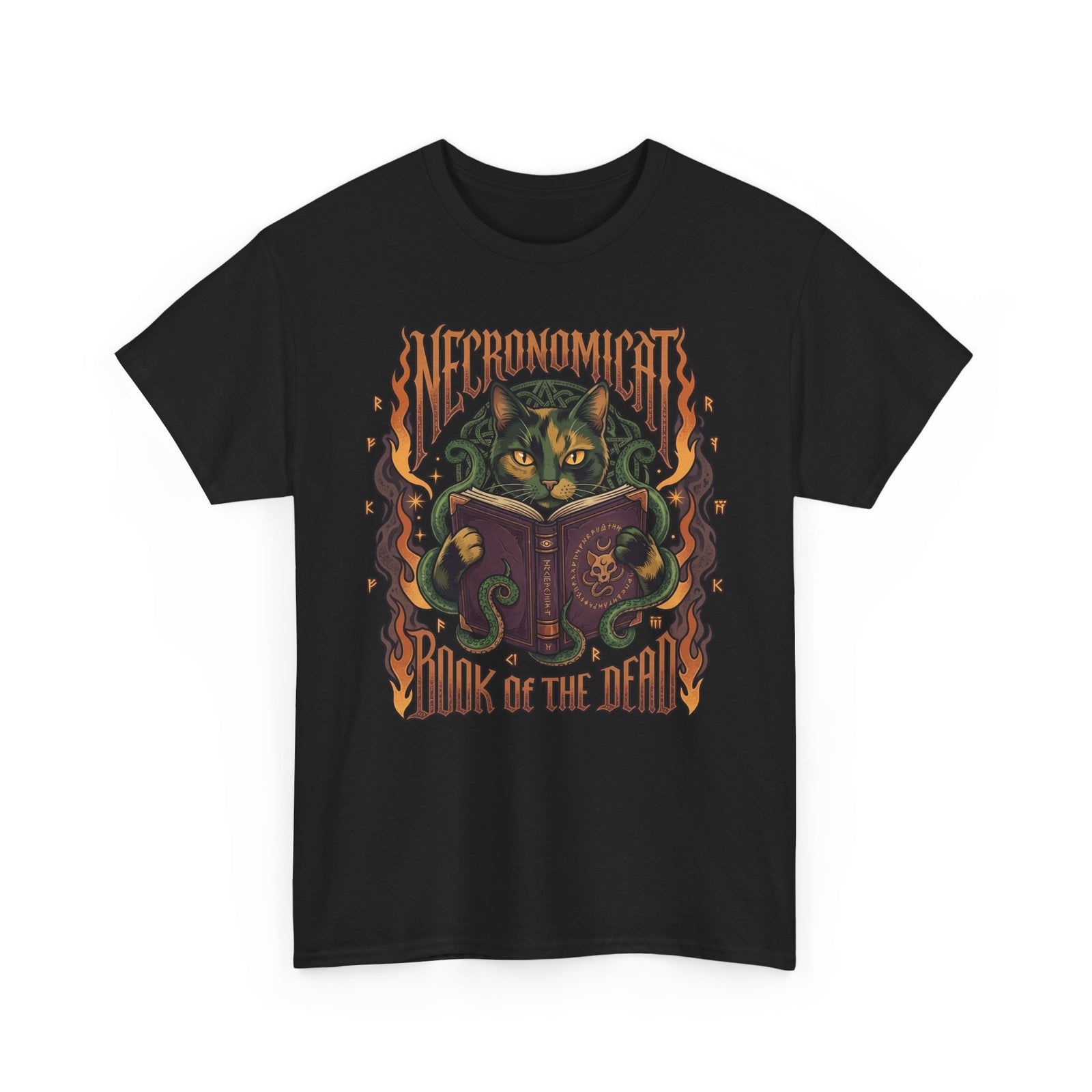 Necronomicat Occult Cat T-Shirt — Dark Mystic Graphic Tee