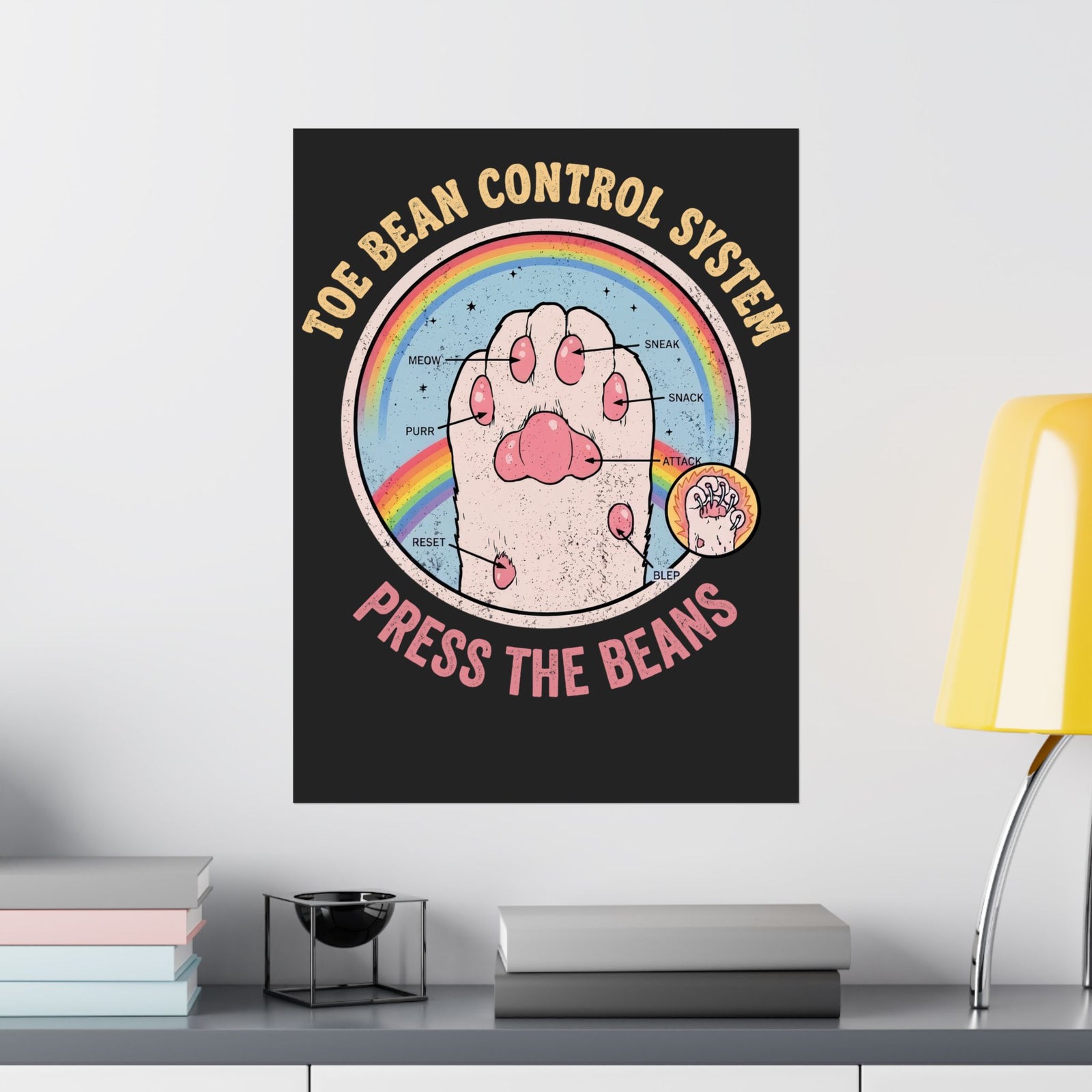 Toe Bean Control System Poster — Funny Cat Paw Infographic Poster