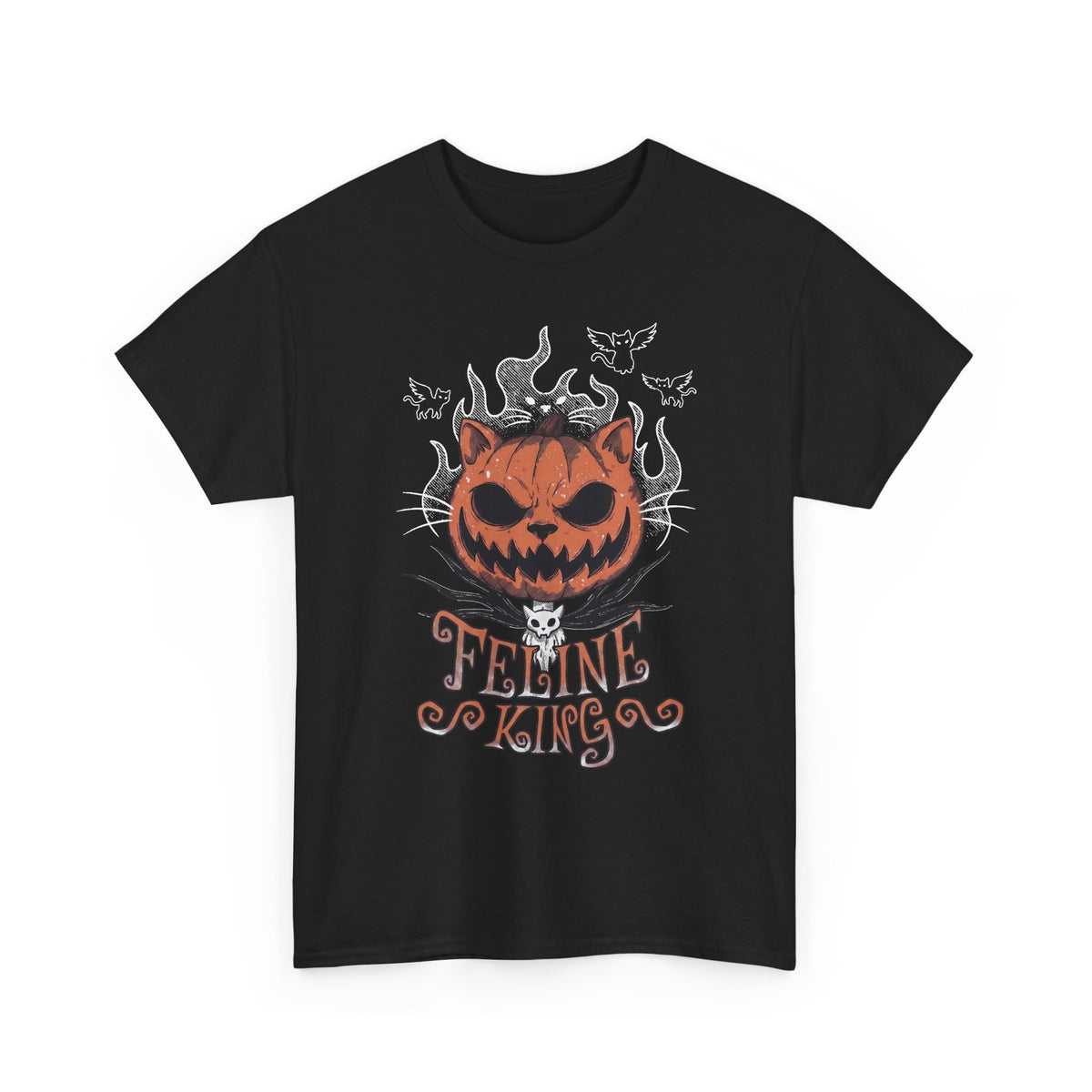 Feline King Halloween Cat Graphic — Spooky Pumpkin King Parody Art
