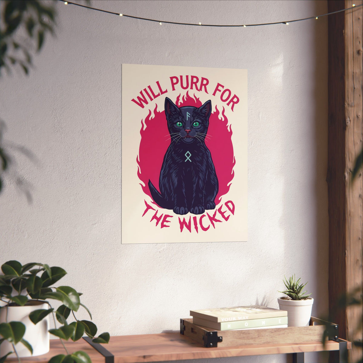 Will Purr For the Wicked Black Cat Poster