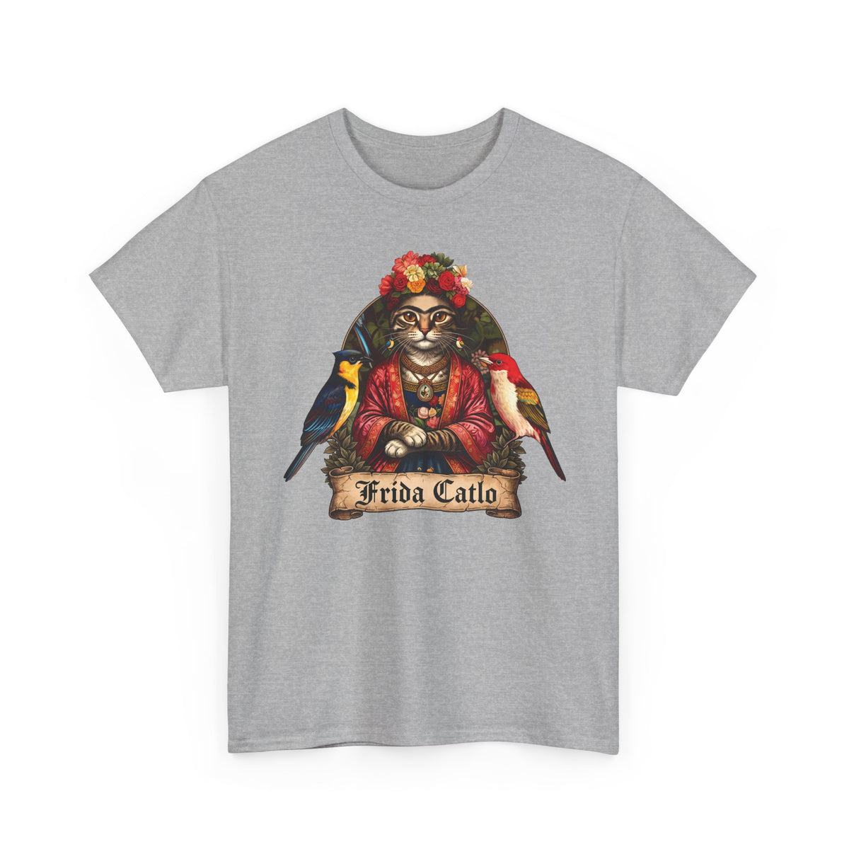 Frida Catlo T-Shirt — Frida Kahlo Cat Art History Parody Tee