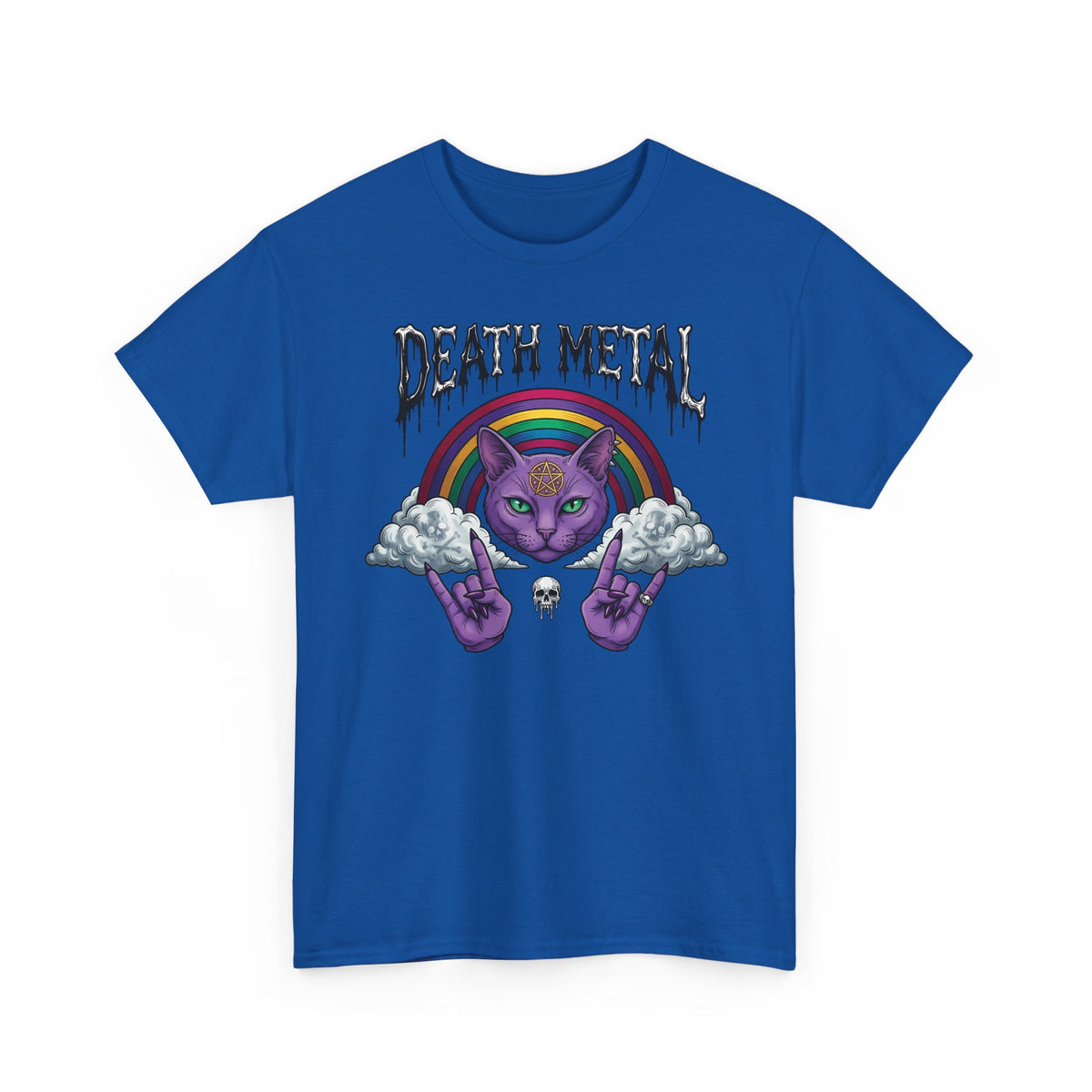 Death Metal Cat T-Shirt — Gothic Black Cat Tee for Metal Fans