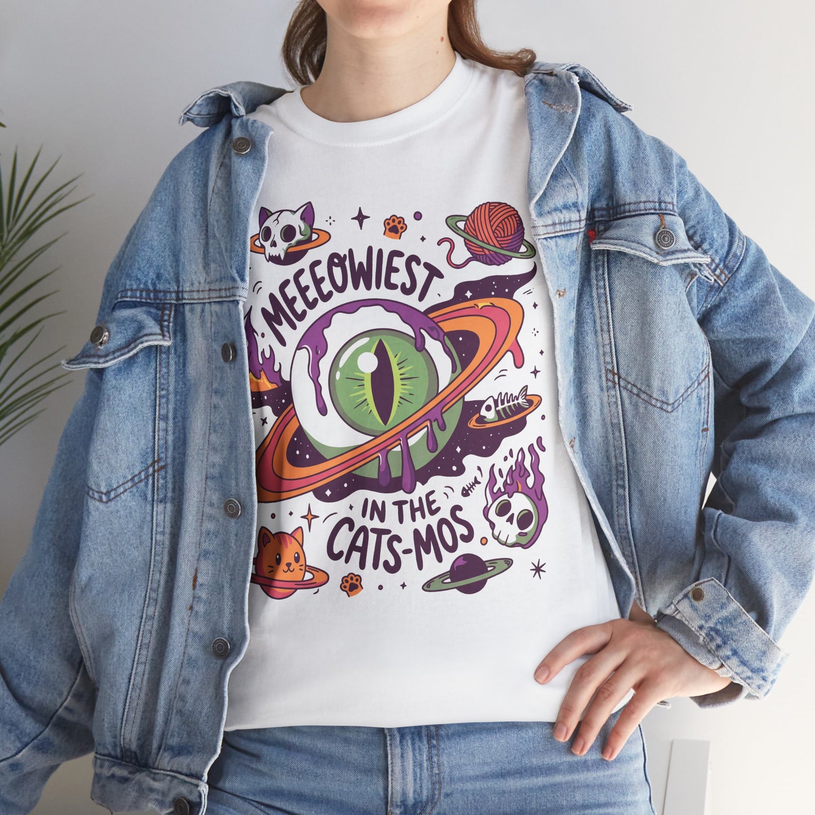 Meeeowiest In The Cats-Mos Shirt — Psychedelic Cosmic Eye Cat T-Shirt
