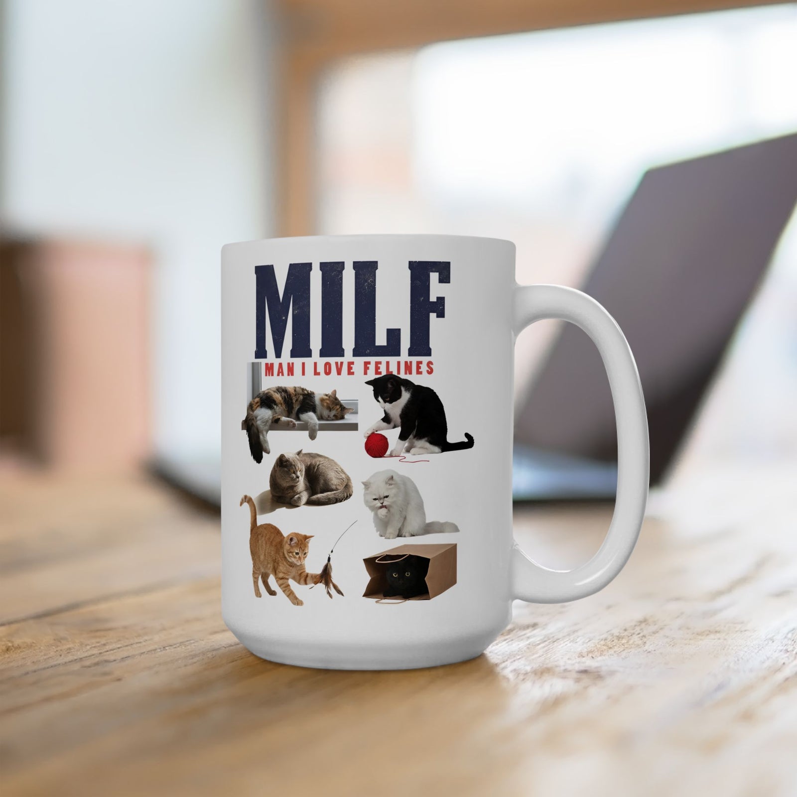 MILF 'Man I Love Felines' Ceramic Mug – Funny Cat Lover Mug