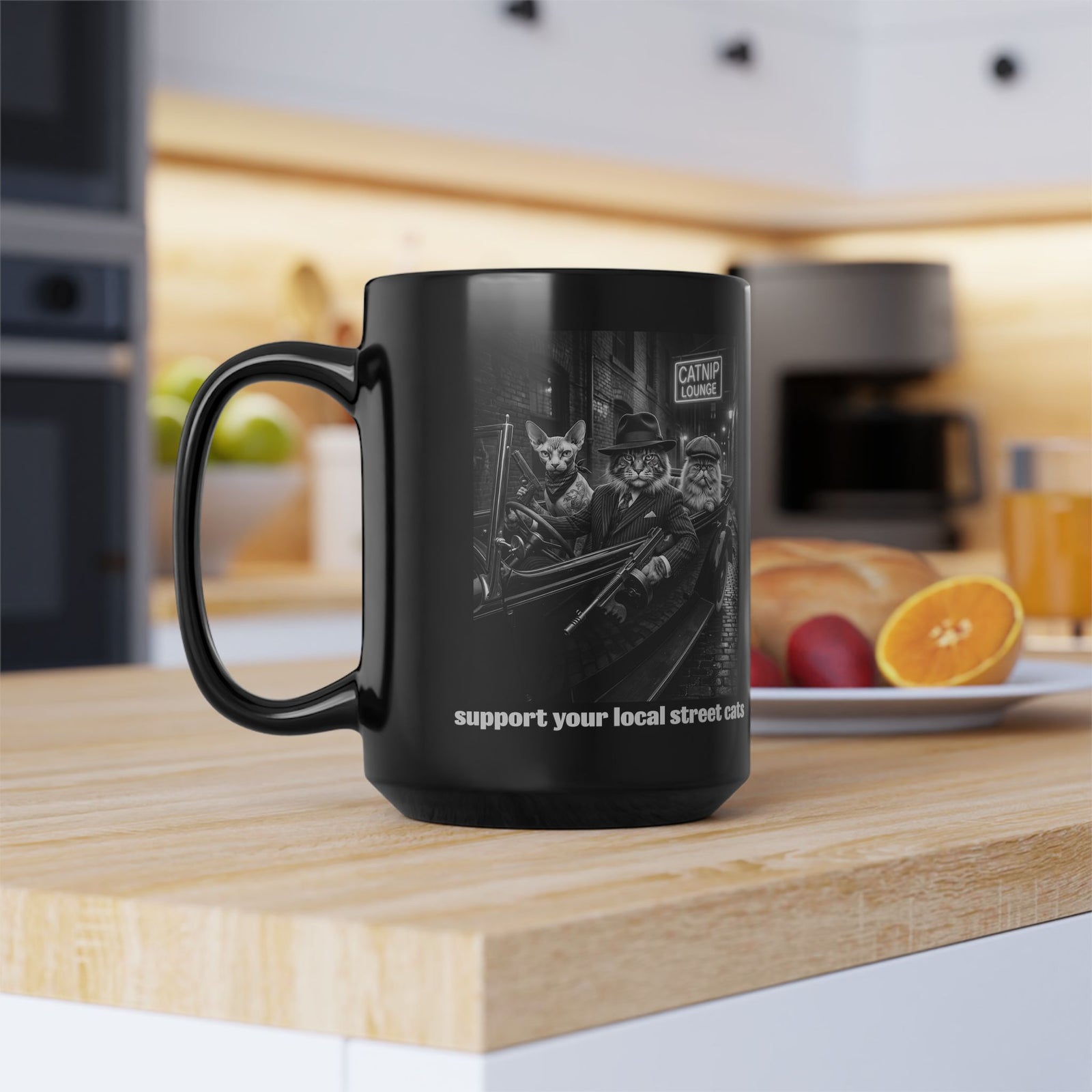 Support Your Local Street Cats T‑Mug — Retro Rescue Cat Mug