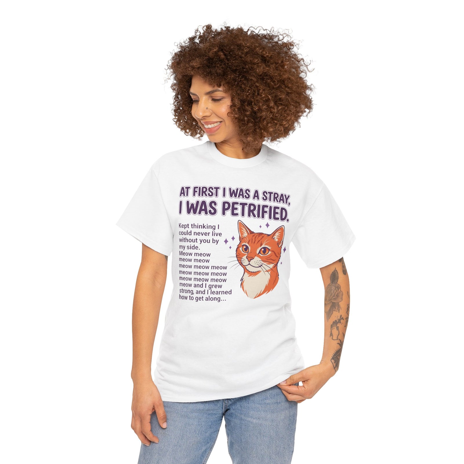 Cat Rescue Tee — "At First I Was a Stray, I Was Petrified" Graphic T-Shirt