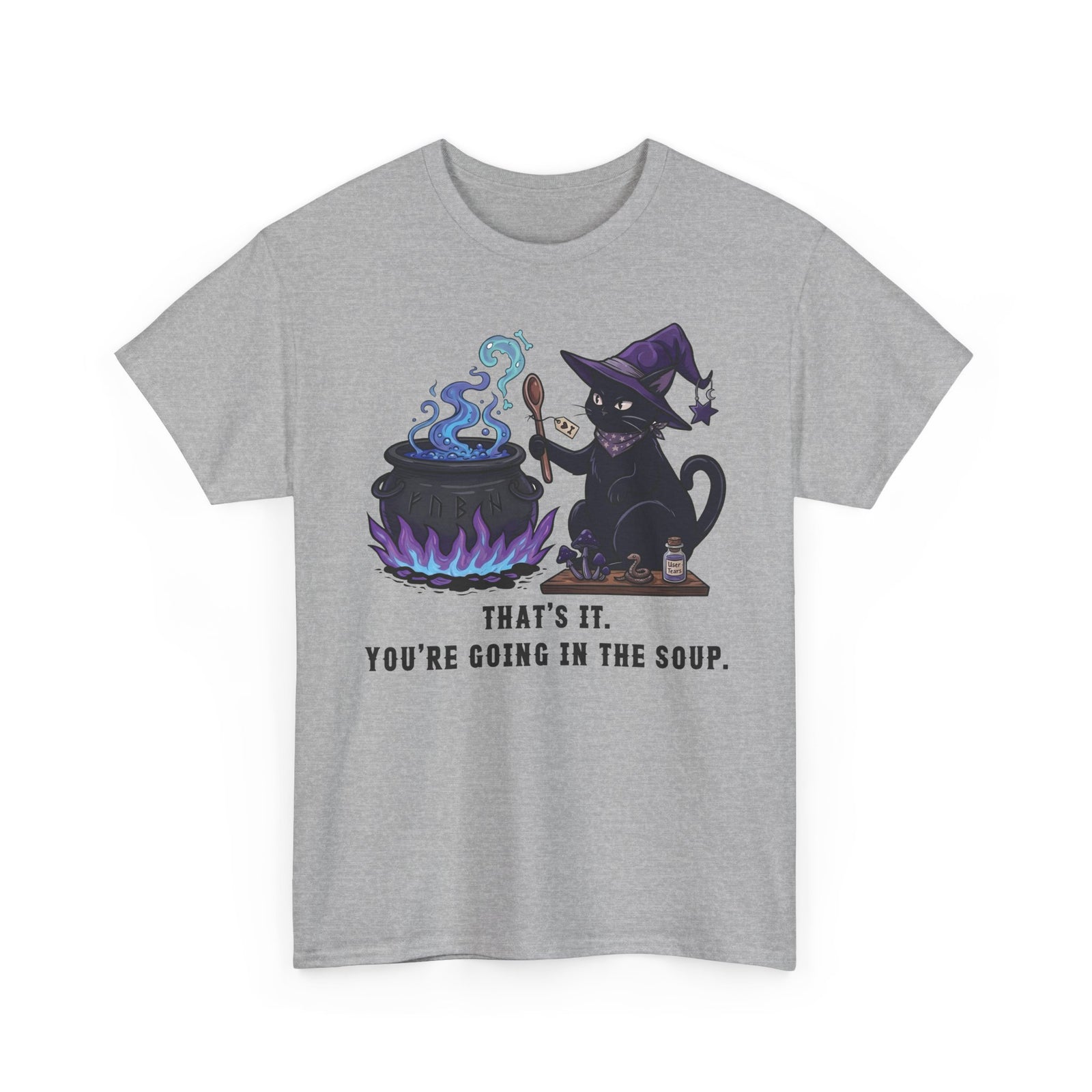 Black Cat “Purrfect Potion” Tee — Witchy Cat Graphic T-Shirt