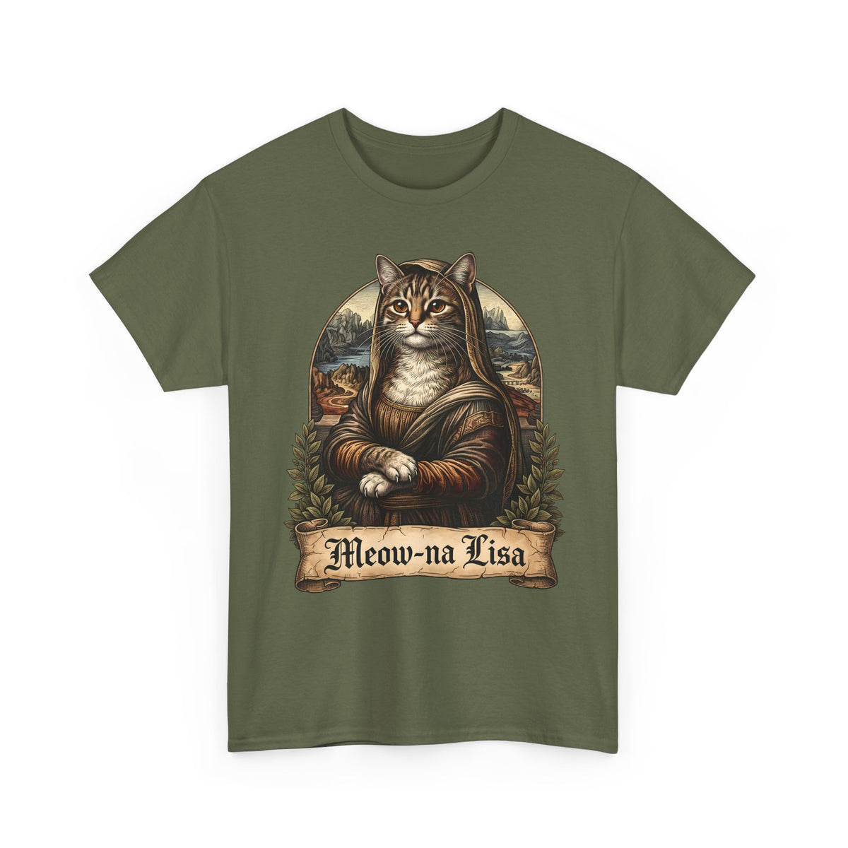 Meow-na Lisa T-Shirt — Funny Mona Lisa Cat Art Parody Tee