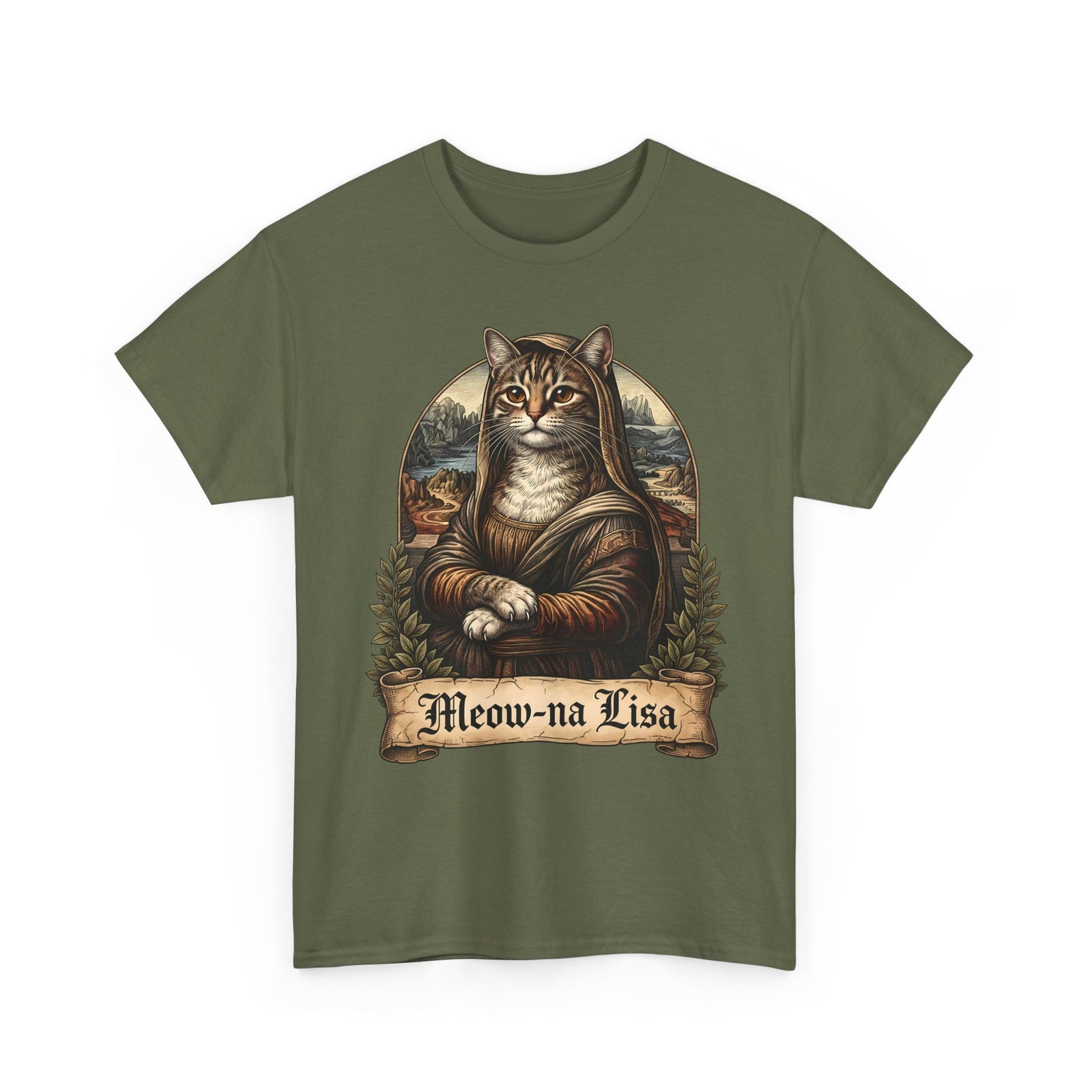 Meow-na Lisa T-Shirt — Funny Mona Lisa Cat Art Parody Tee