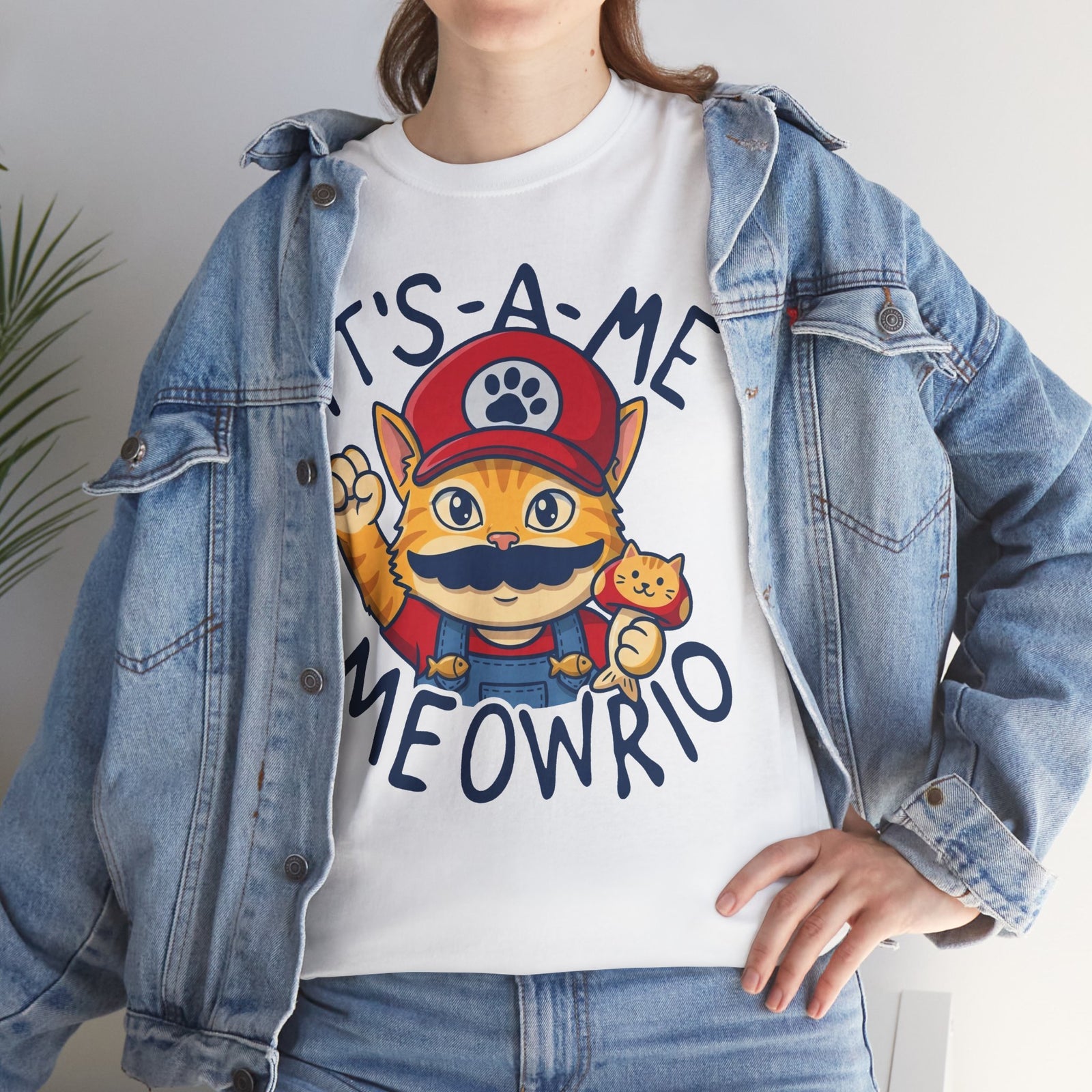 It's-a Me Meowrio T‑Shirt — Cute Gamer Cat Graphic Tee