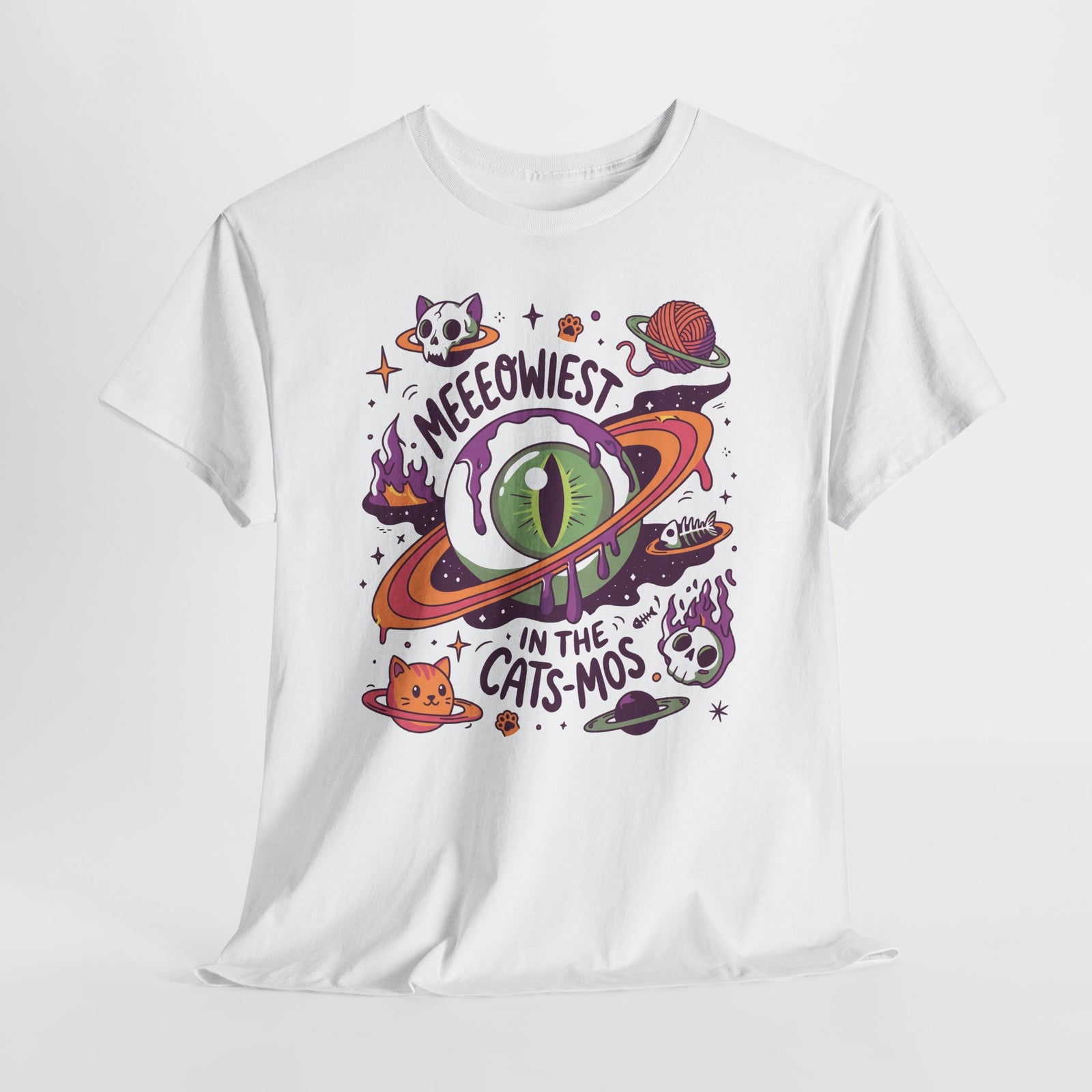 Meeeowiest In The Cats-Mos Shirt — Psychedelic Cosmic Eye Cat T-Shirt