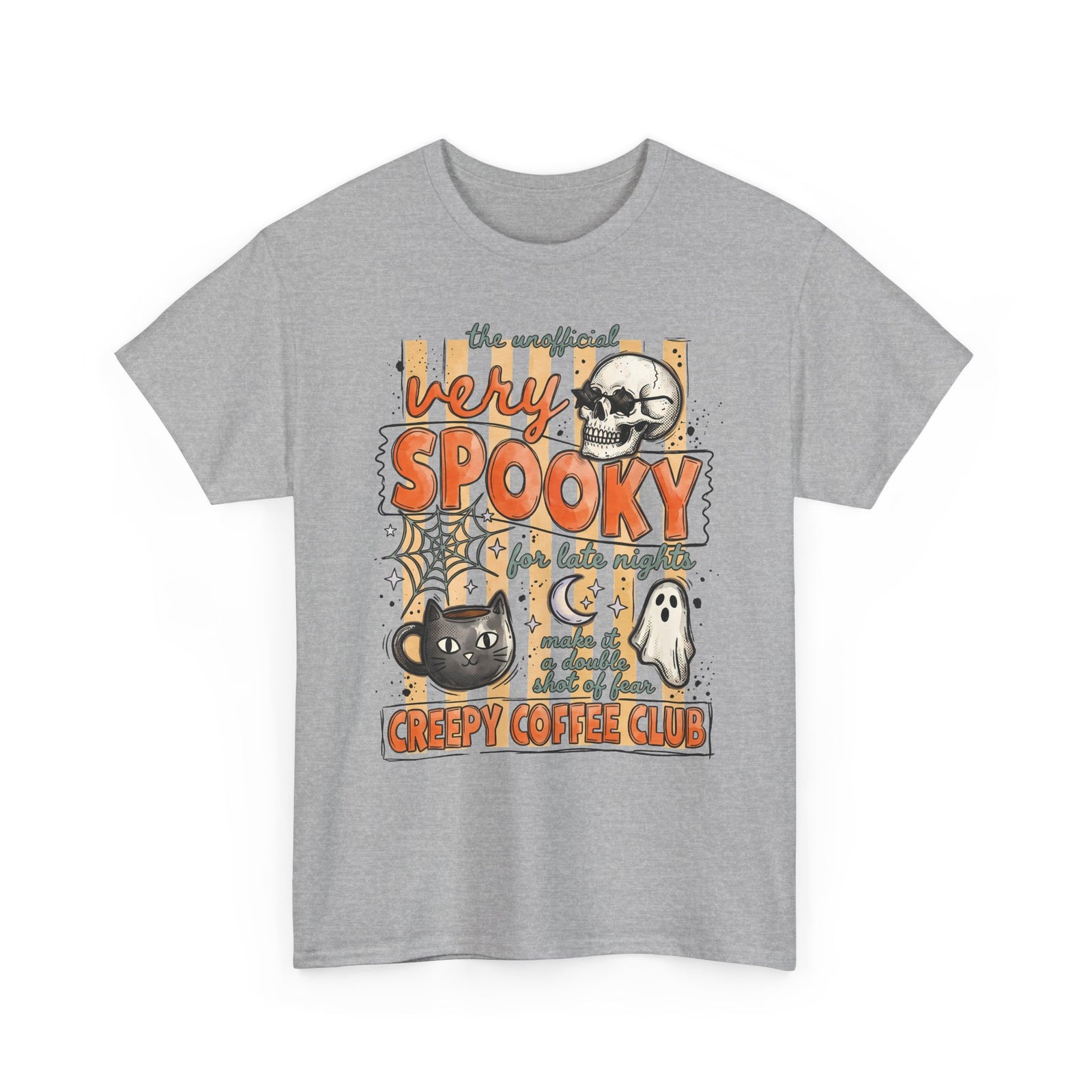 Creepy Coffee Club Black Cat Mug T-Shirt — Very Spooky Halloween Coffee Tee