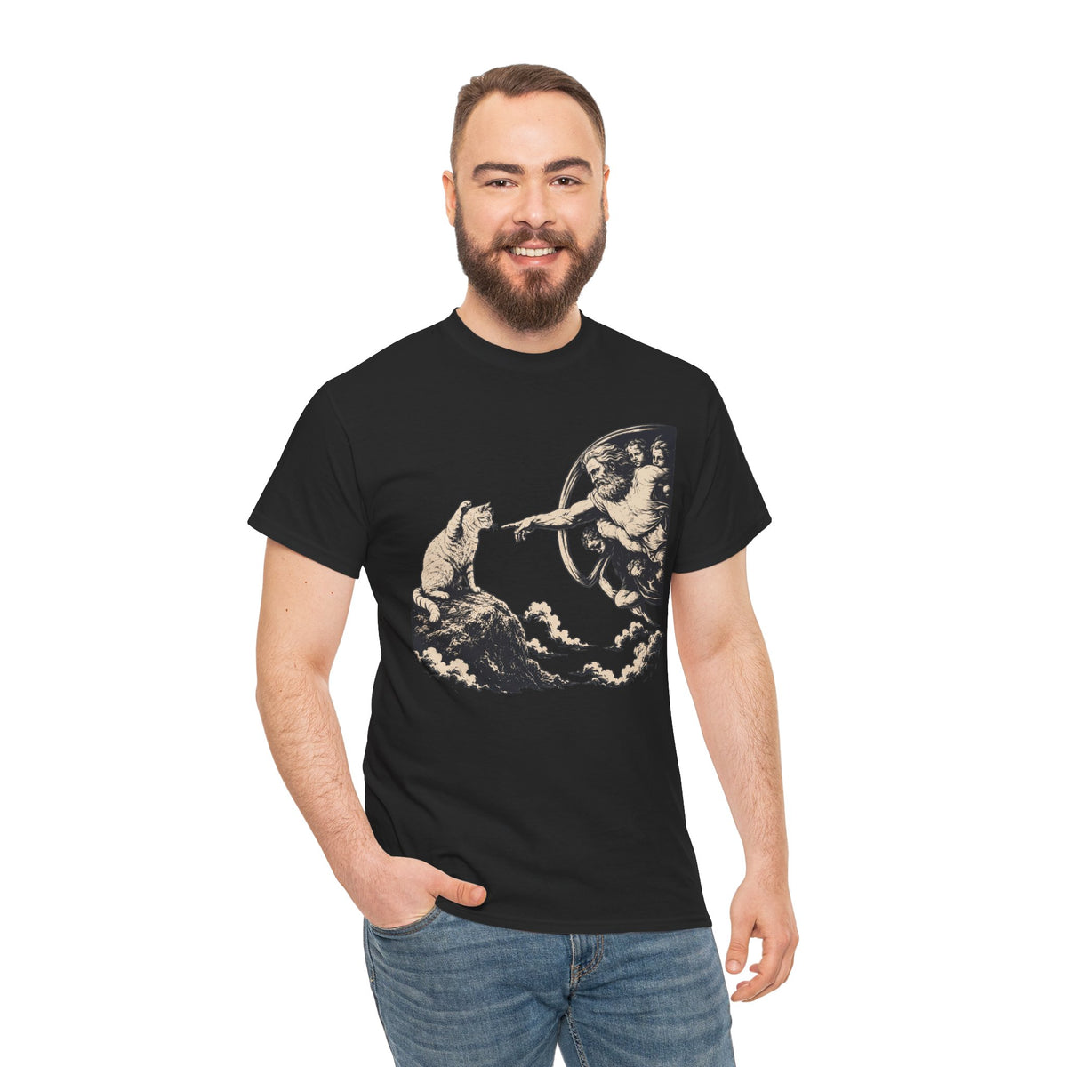 Cat and Creation Tee Vintage Michelangelo-Inspired Puppy Design