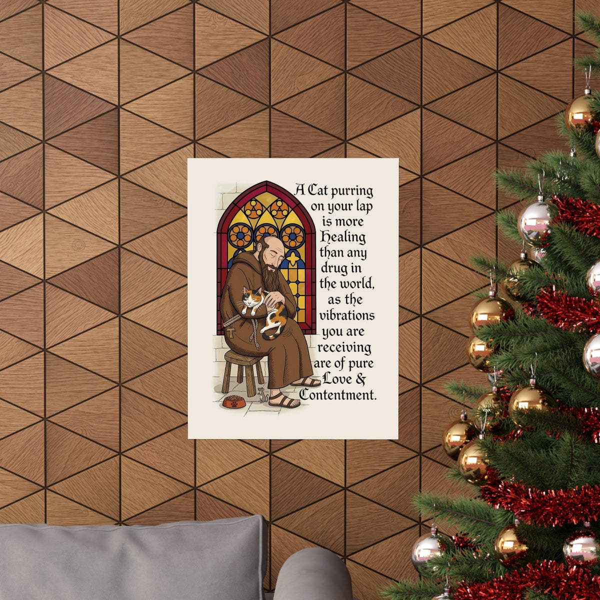 Saint Anthony the Abbot Poster — Patron Saint of Animals with Cats Graphic