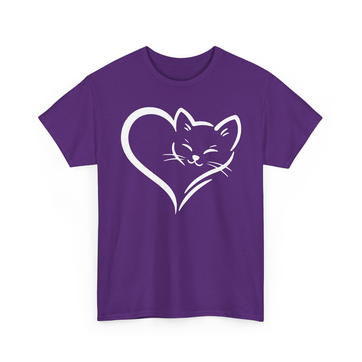 Cute Cat Heart T-Shirt - Cat Lover Gift - Adorable Cat Silhouette Tee