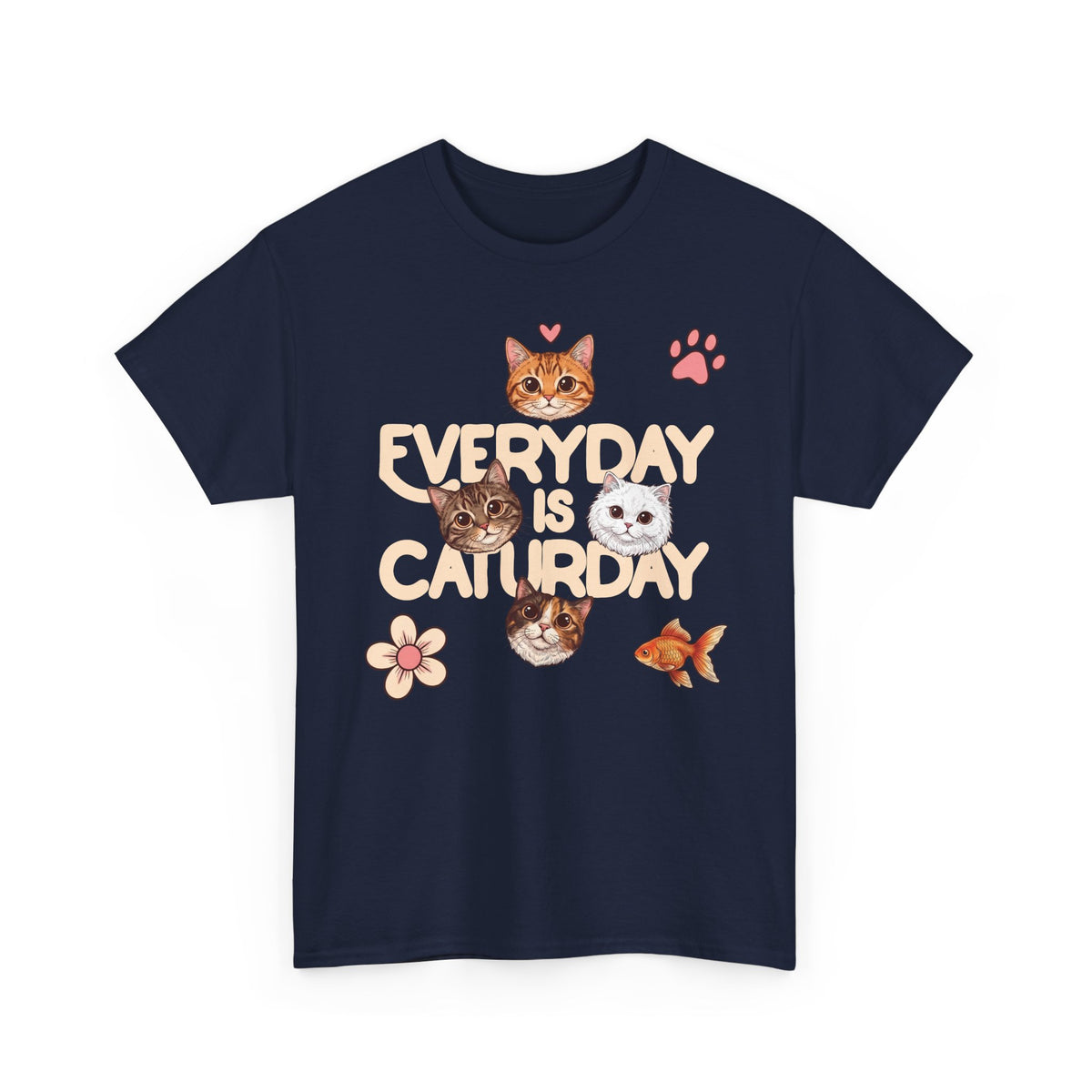 Everyday Is Caturday T-Shirt — Cute Whimsical Four Cats Graphic Tee