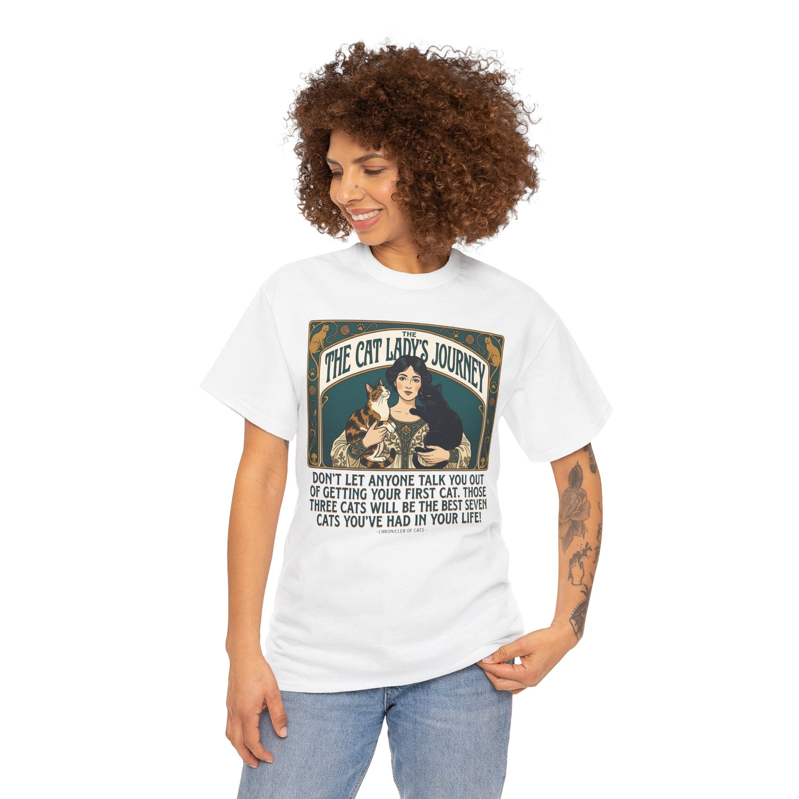 Cat Lady Journey T‑Shirt — "The Cat Lady's Journey" Vintage Cat Lover Tee