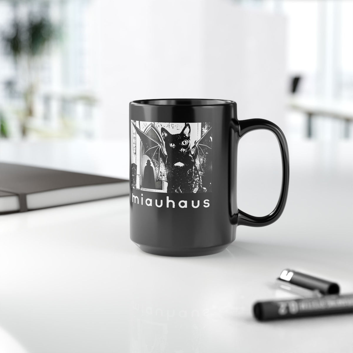 Miauhaus Black Cat Black Mug