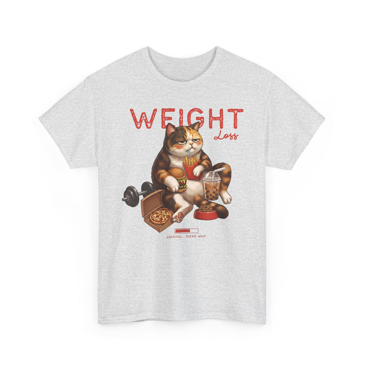 Weight Loss Loading Funny Cat T-Shirt — Chubby Calico Junk Food Tee