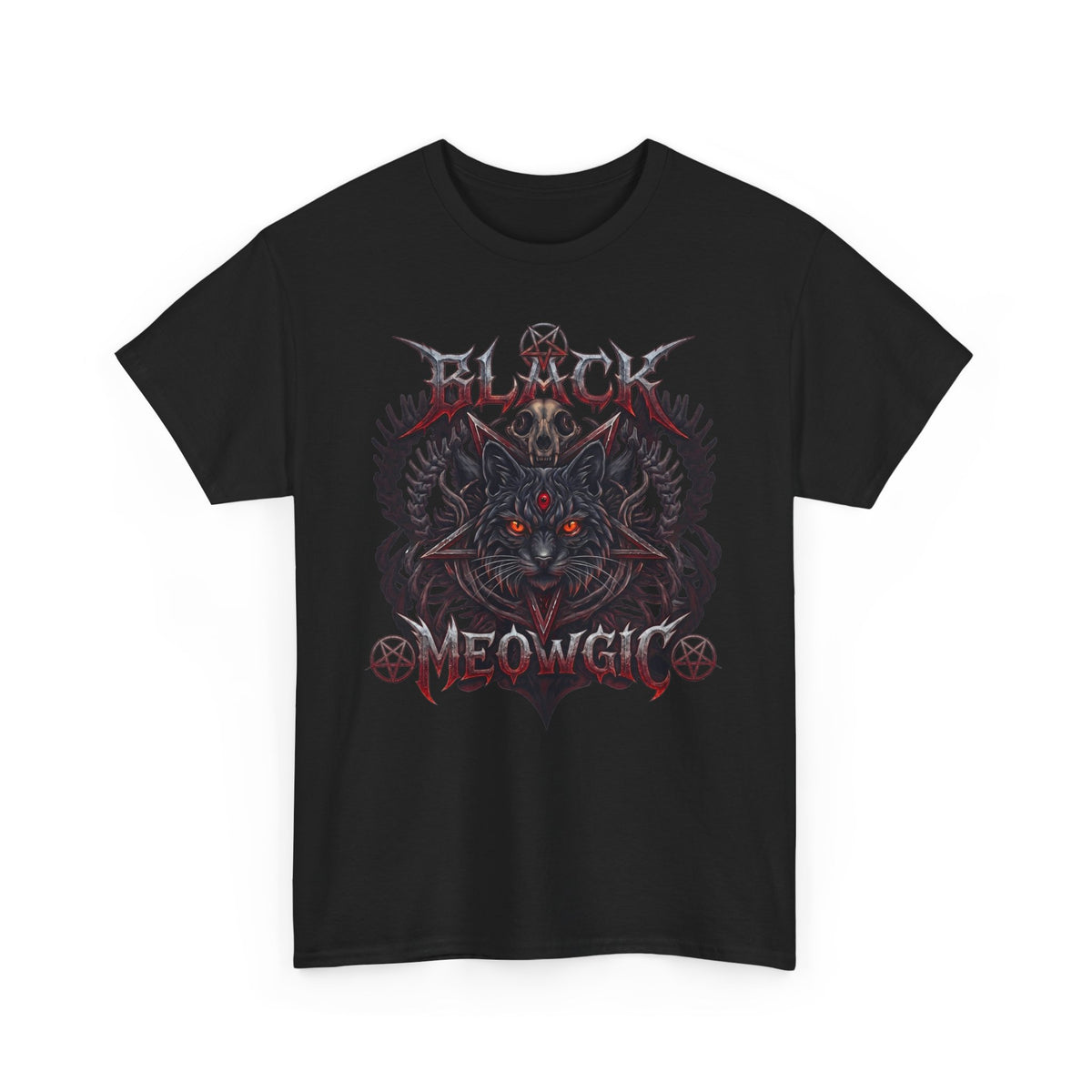 Black Meowgic Cat T-Shirt — Death Metal Occult Black Cat Tee