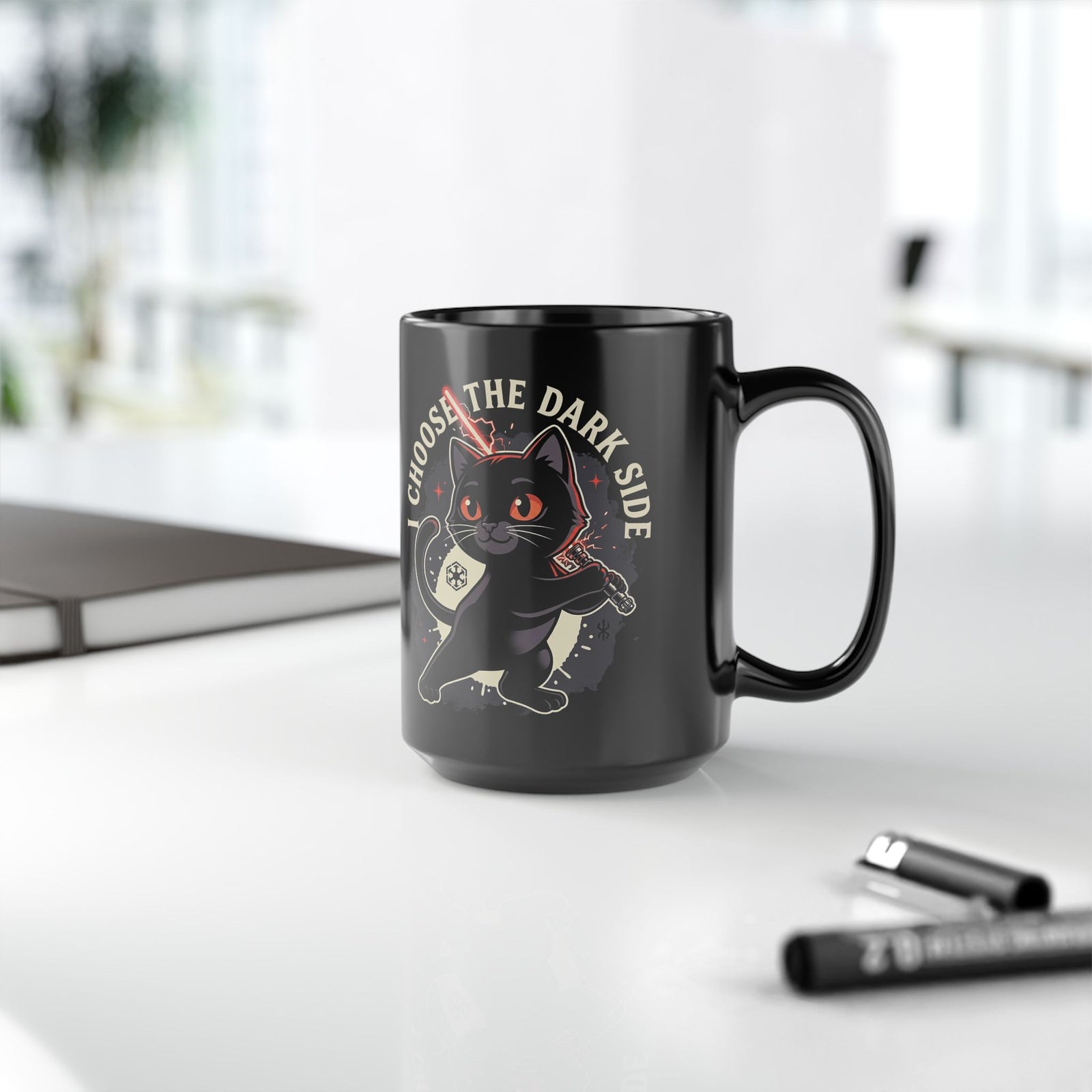 I Choose the Dark Side Black Cat Black Mug