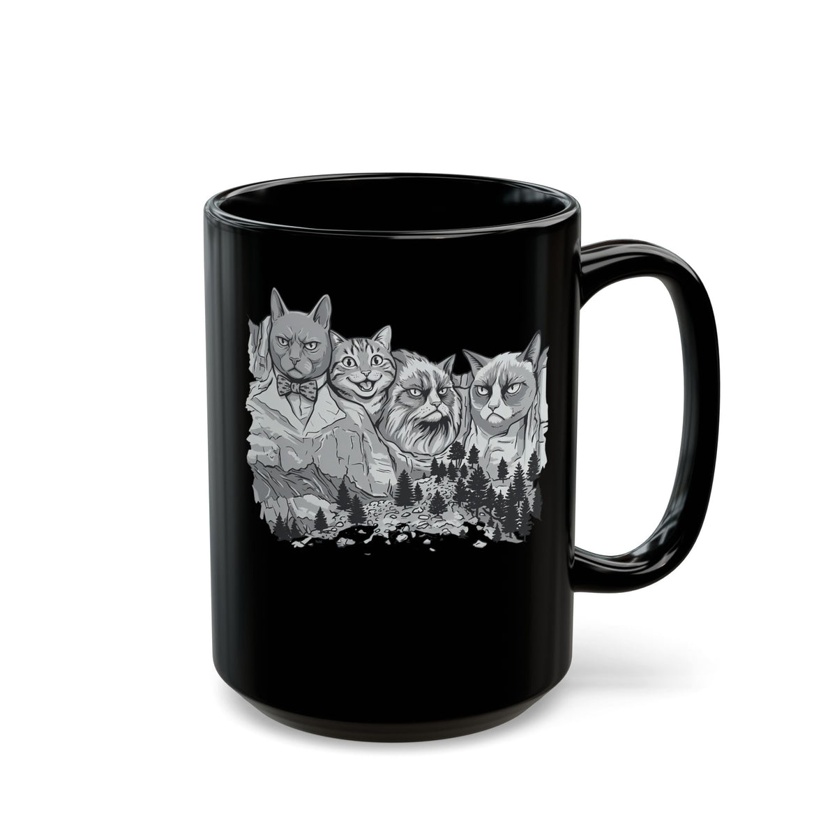 Rushmeow Graphic Mug — Cat Lover Black Mug