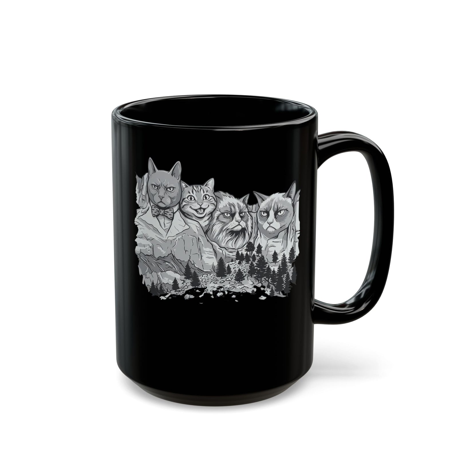 Rushmeow Graphic Mug — Cat Lover Black Mug