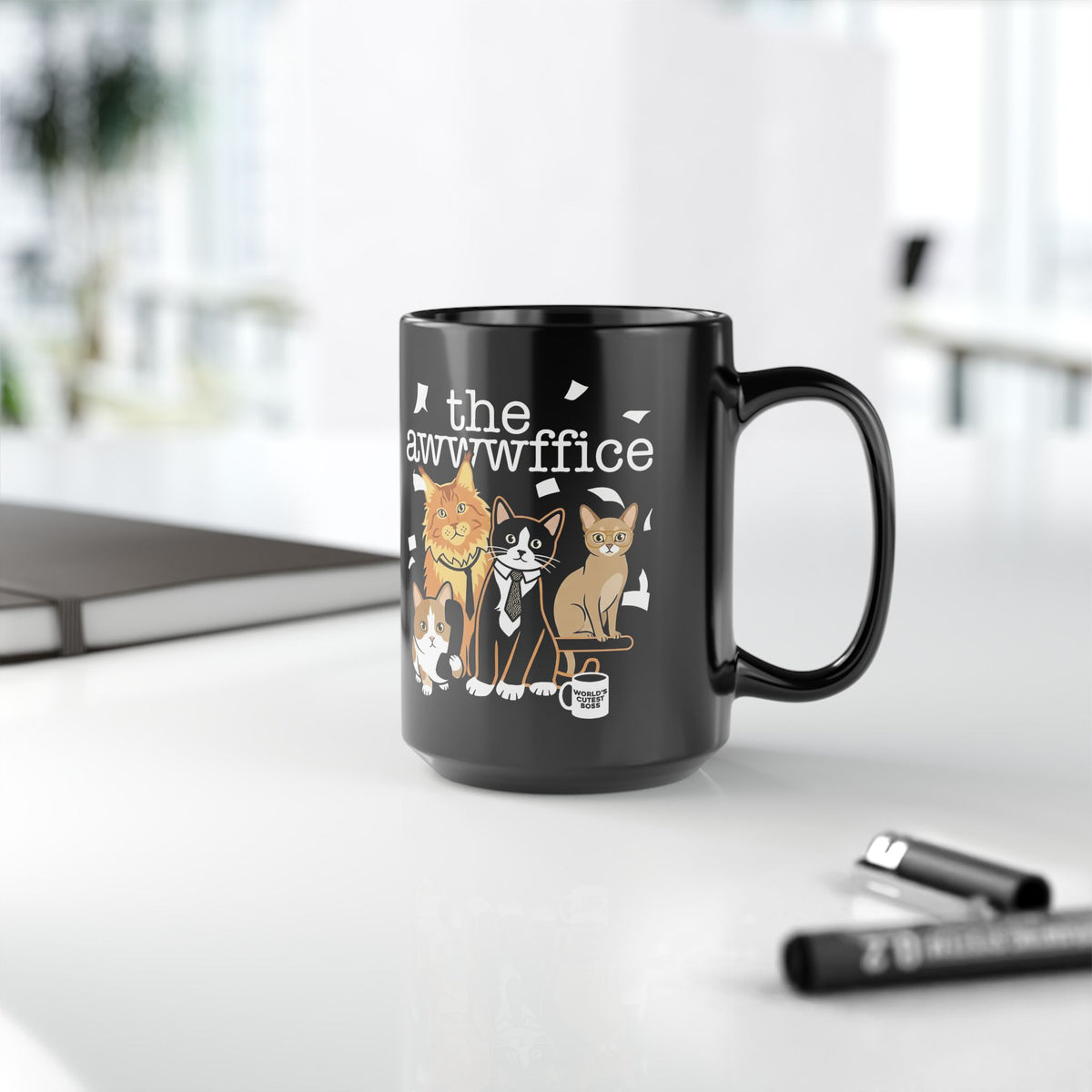 Cute Boss Cat Black Mug Cute Boss Cat Mug for Cat Lovers