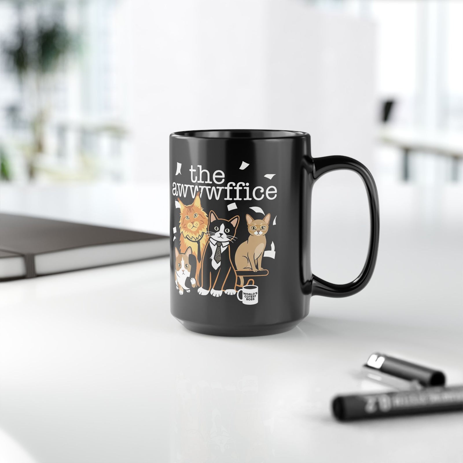 Cute Boss Cat Black Mug Cute Boss Cat Mug for Cat Lovers