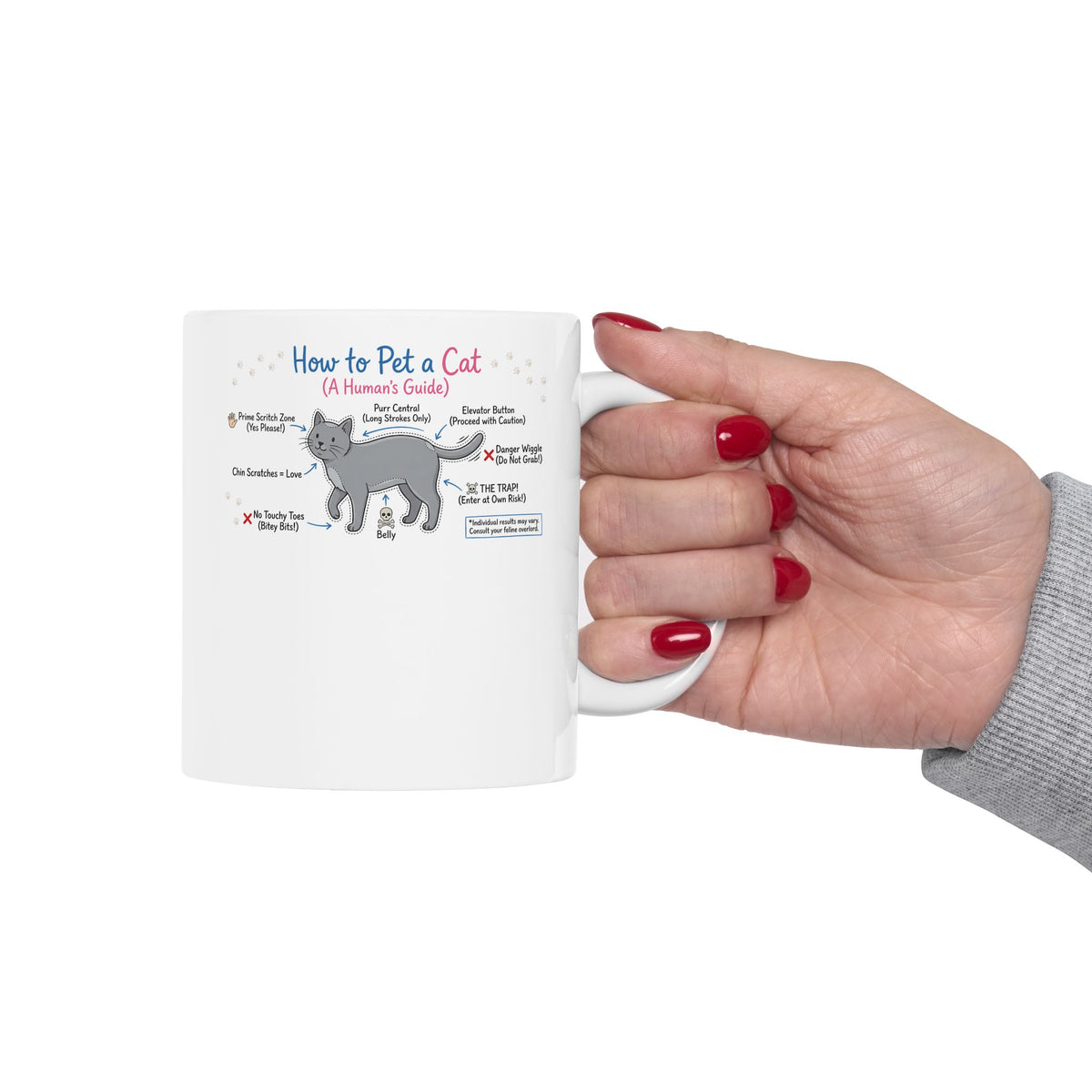How To Pet A Cat Ceramic Mug — Funny Cat Care Mug for Cat Lovers