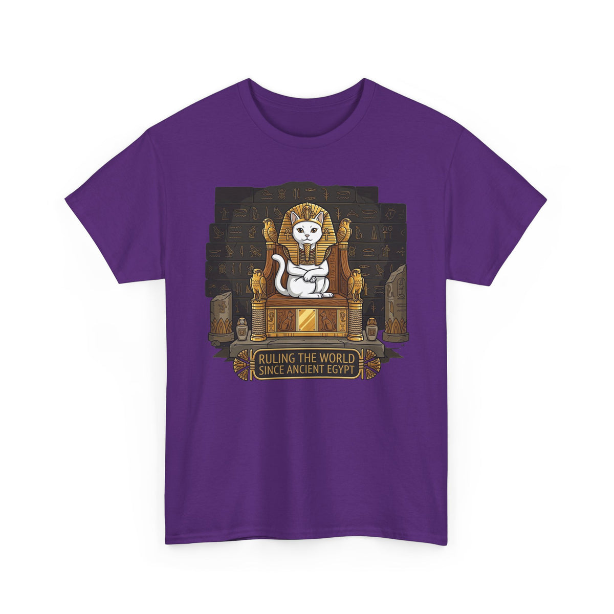 Cat Pharaoh Tee — "Ruling the World Since Ancient Egypt" Vintage Cat King T-Shirt