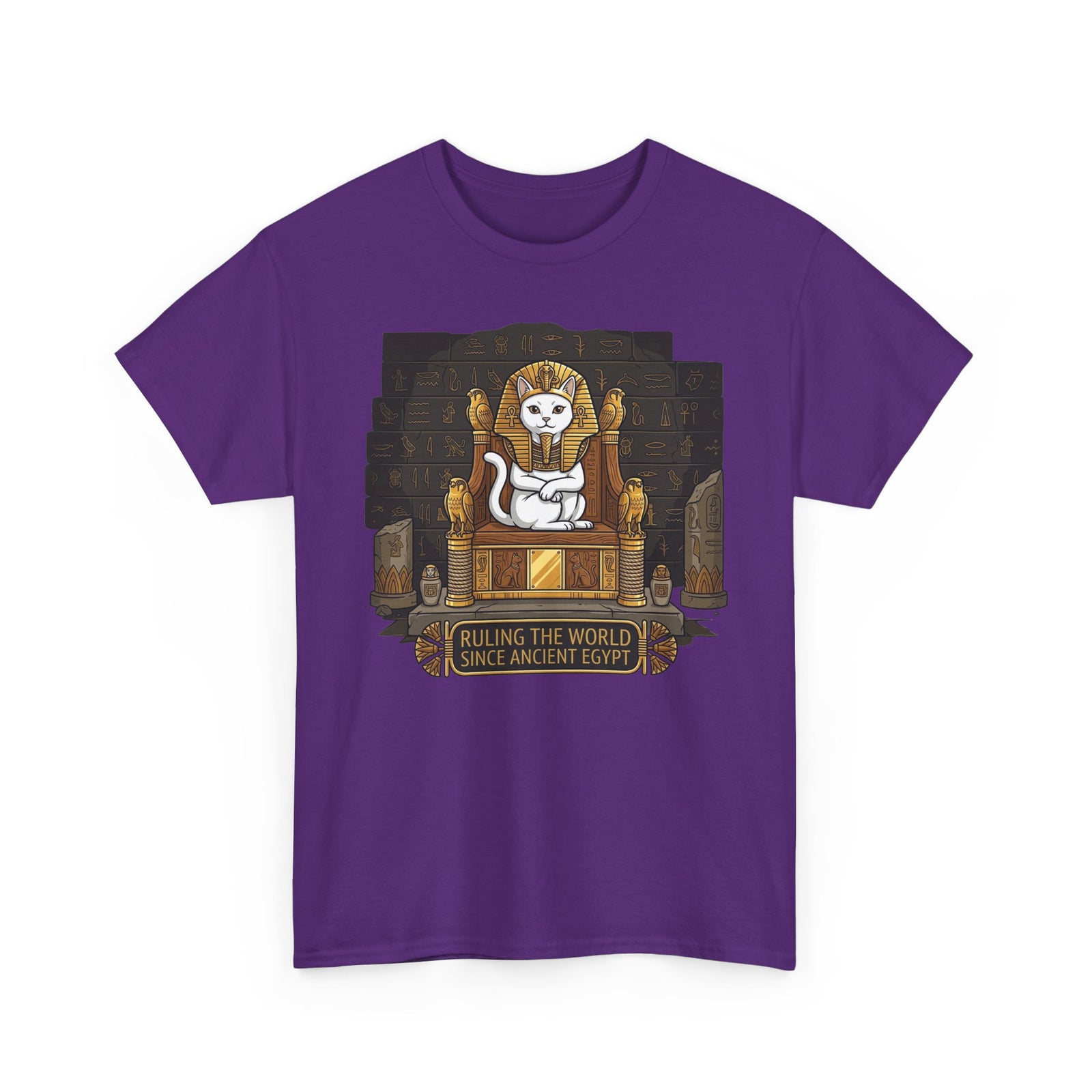 Cat Pharaoh Tee — "Ruling the World Since Ancient Egypt" Vintage Cat King T-Shirt