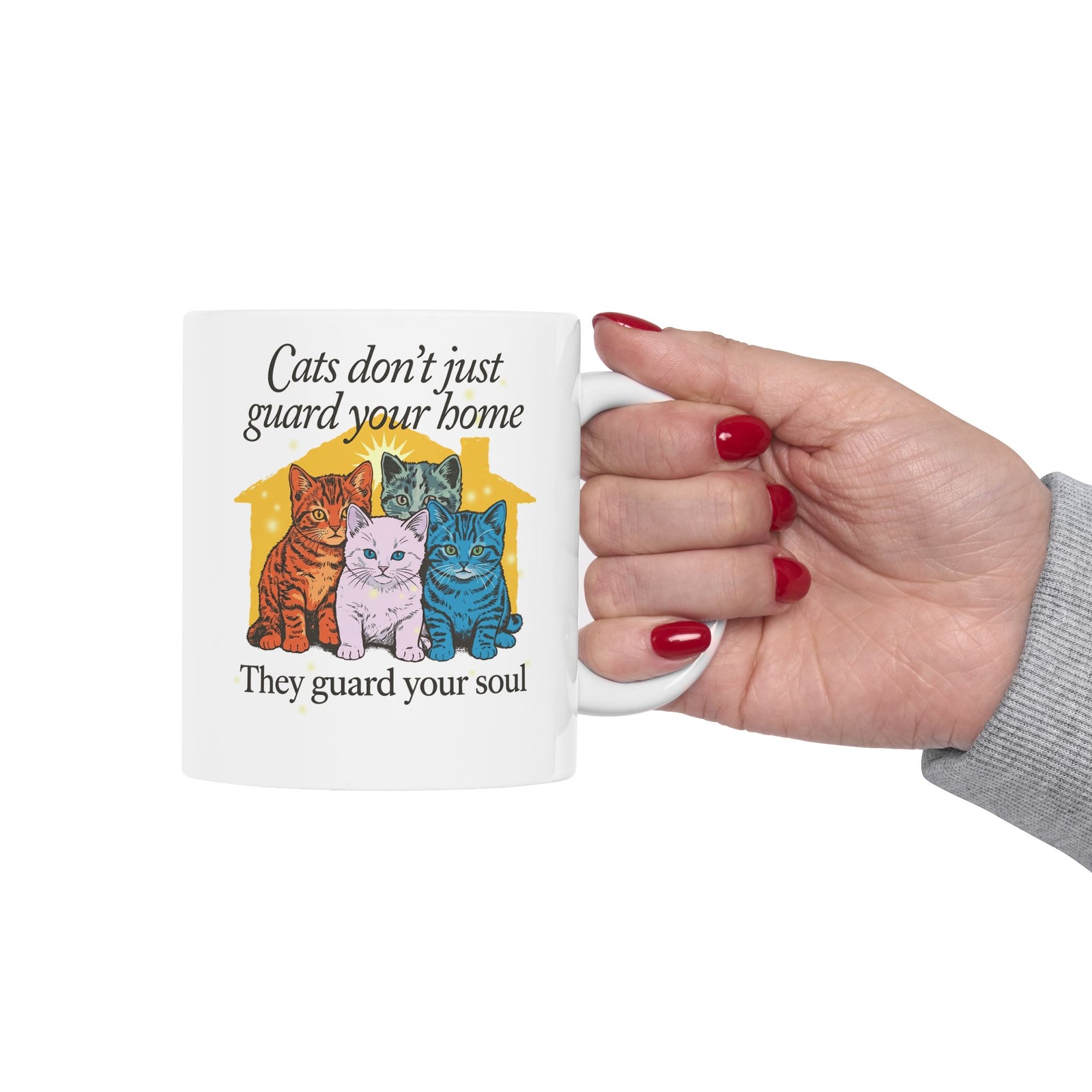 Cats Don't Just Guard Your Home Ceramic Mug — Funny Cat Lover Mug
