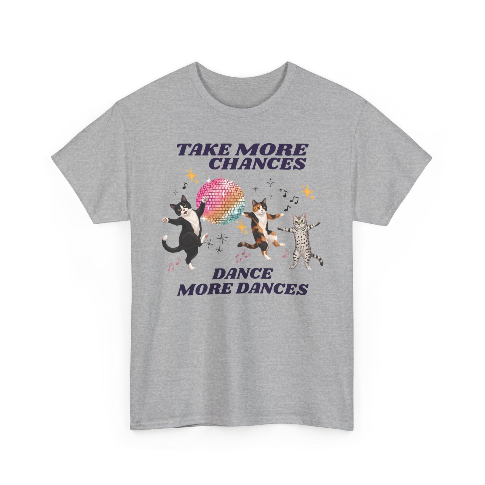 Take More Chances Dance More Dances T-Shirt — Funny Dancing Cats Disco Tee
