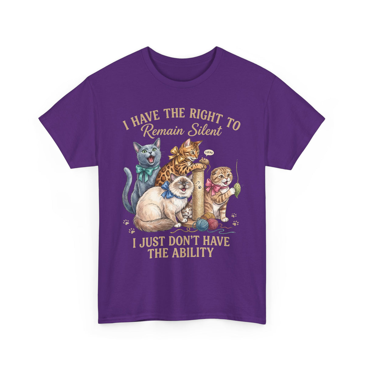 Cat Graphic Tee — "I Have the Right to Remain Silent, I Just Don't Have the Ability"